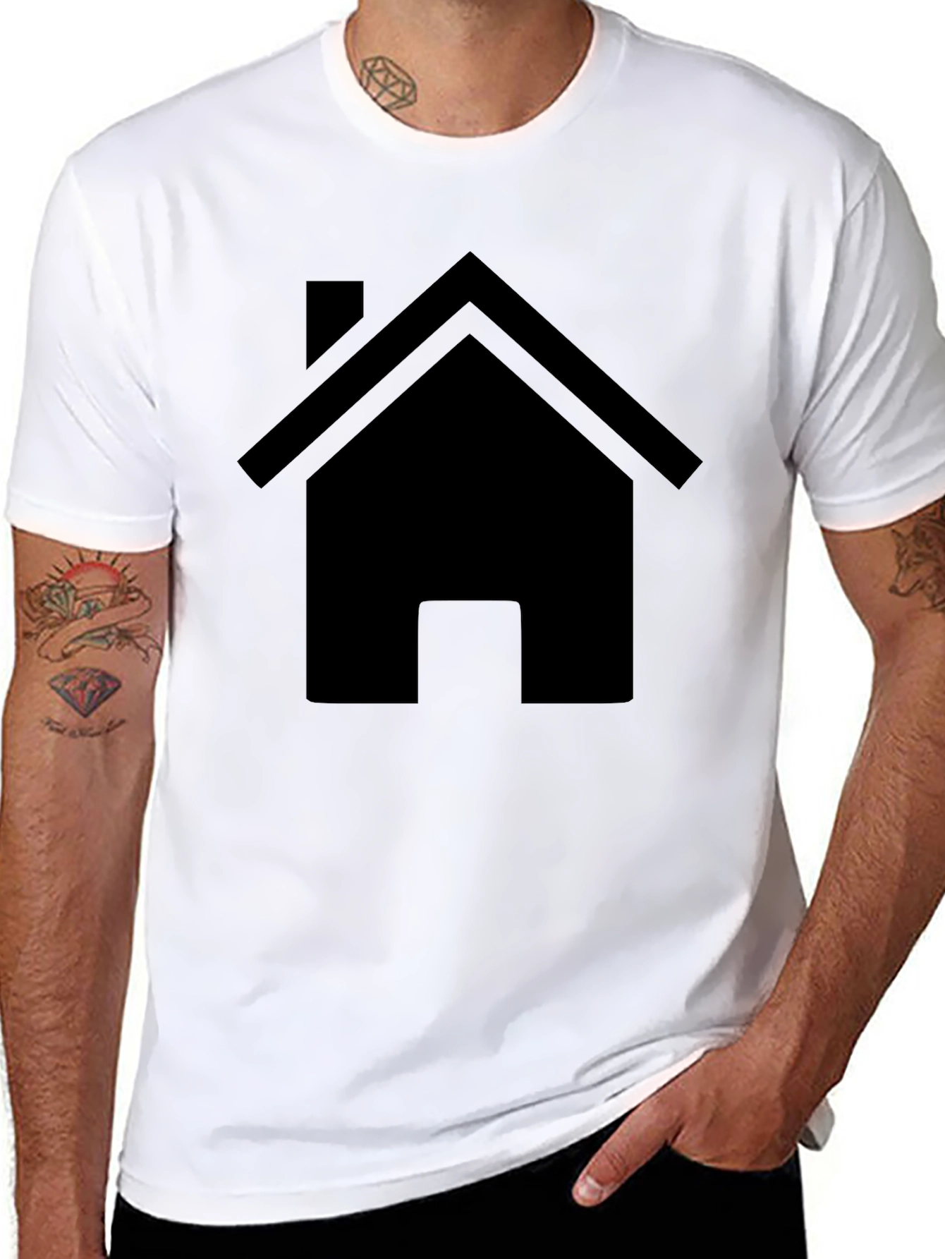 Minimalist House Graphic Tee - Black