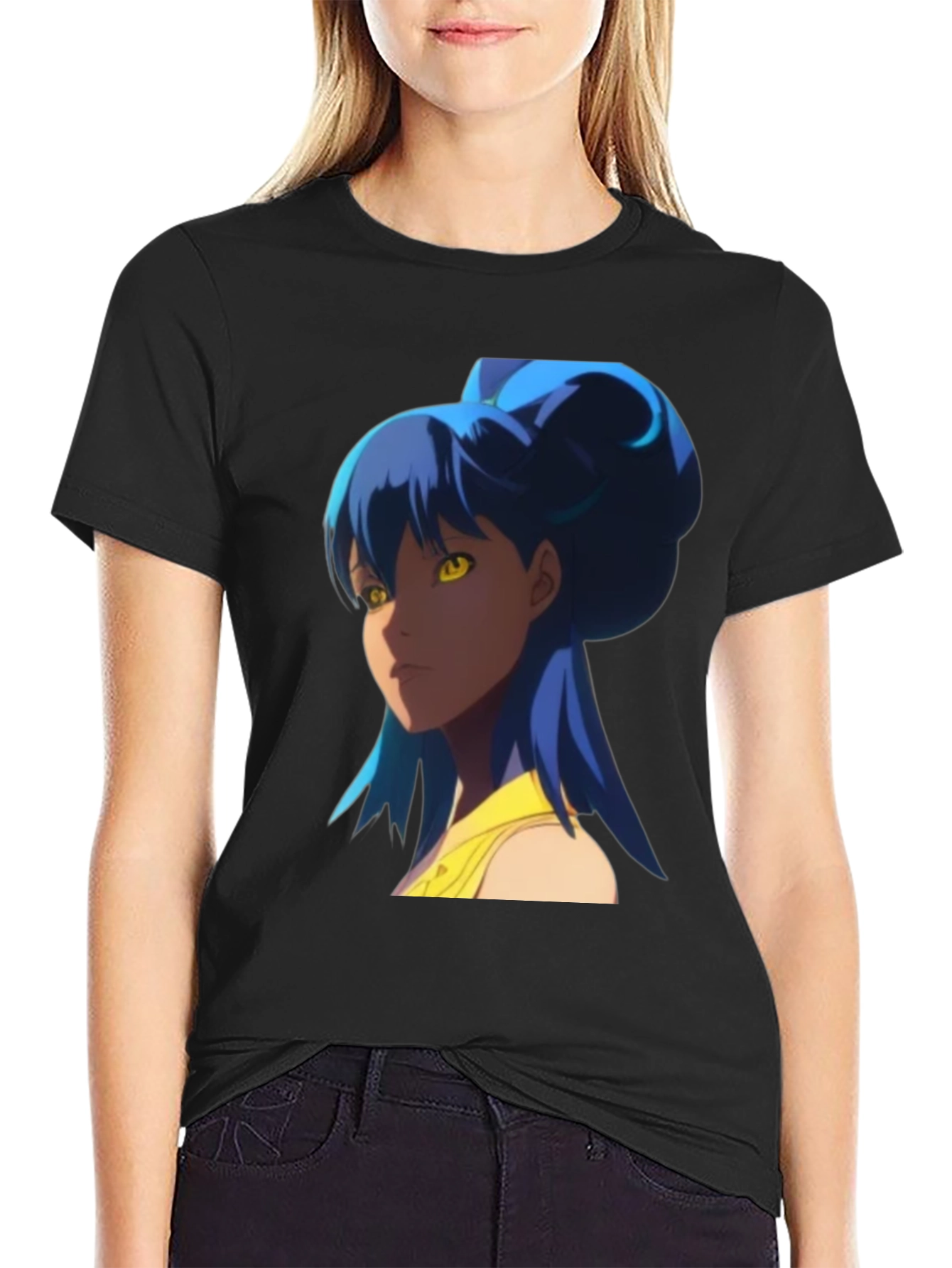 Anime Girl Graphic Tee - Stylish Black T-Shirt