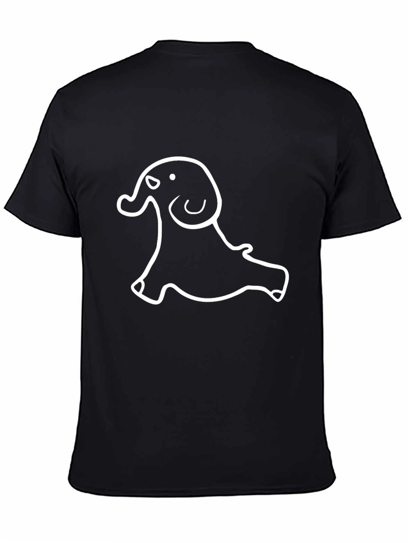 Black T-Shirt with White Elephant Graphic