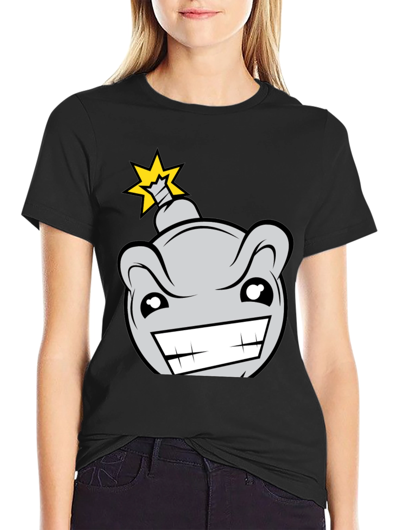 Cartoon Bomb Graphic Tee - Mens Black T-Shirt