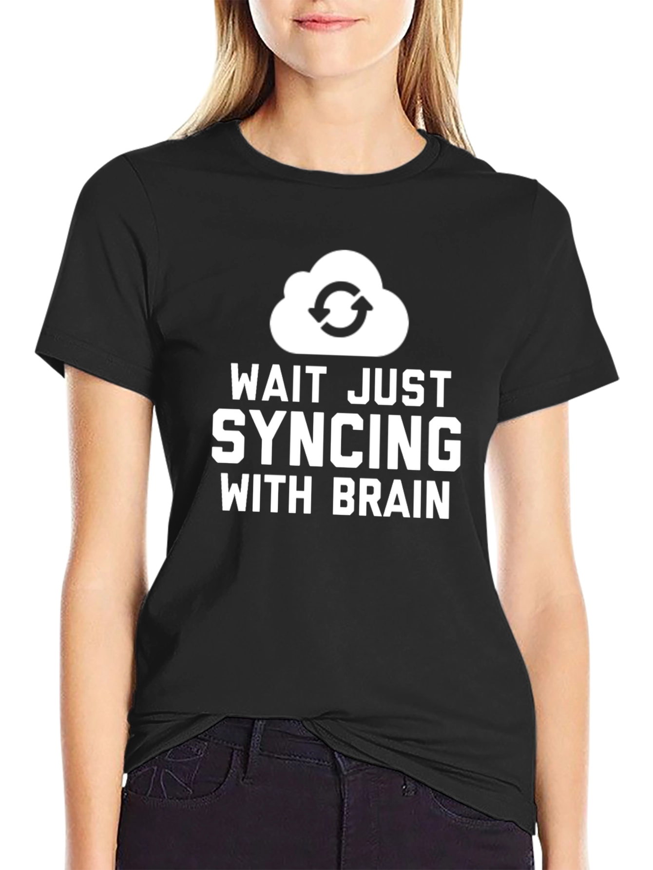 Syncing Brain Graphic Tee - Black Cotton T-Shirt