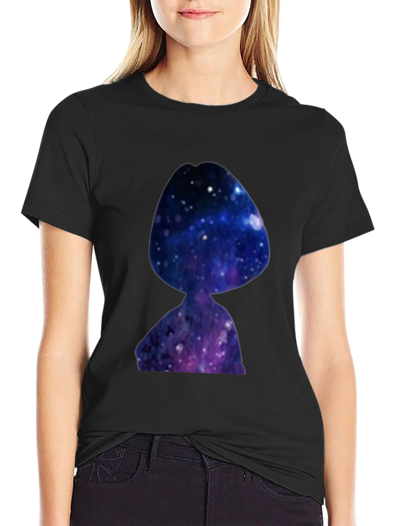 Galaxy Girl T-Shirt - Black Crew Neck Tee