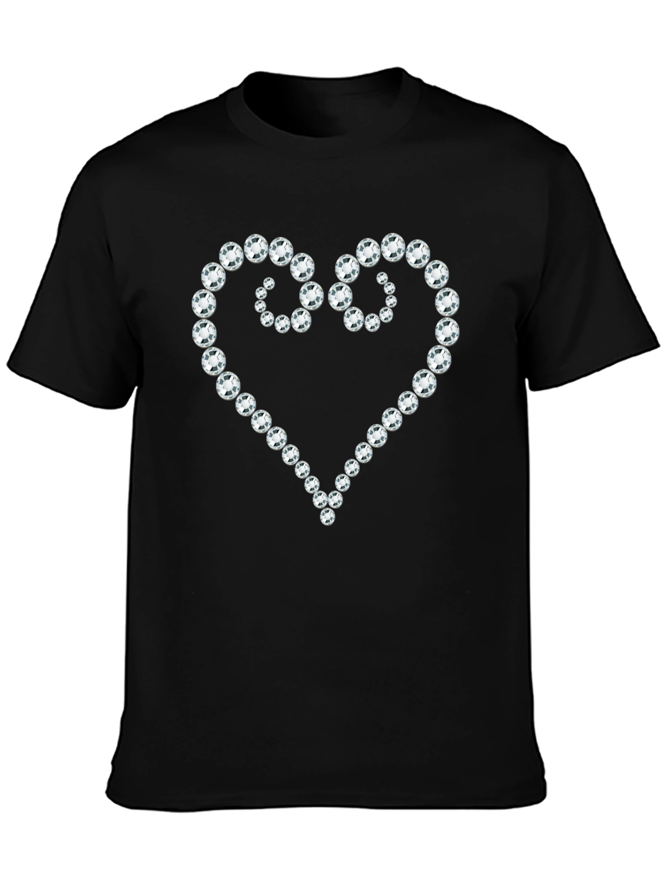 Diamond Heart Graphic Black T-Shirt
