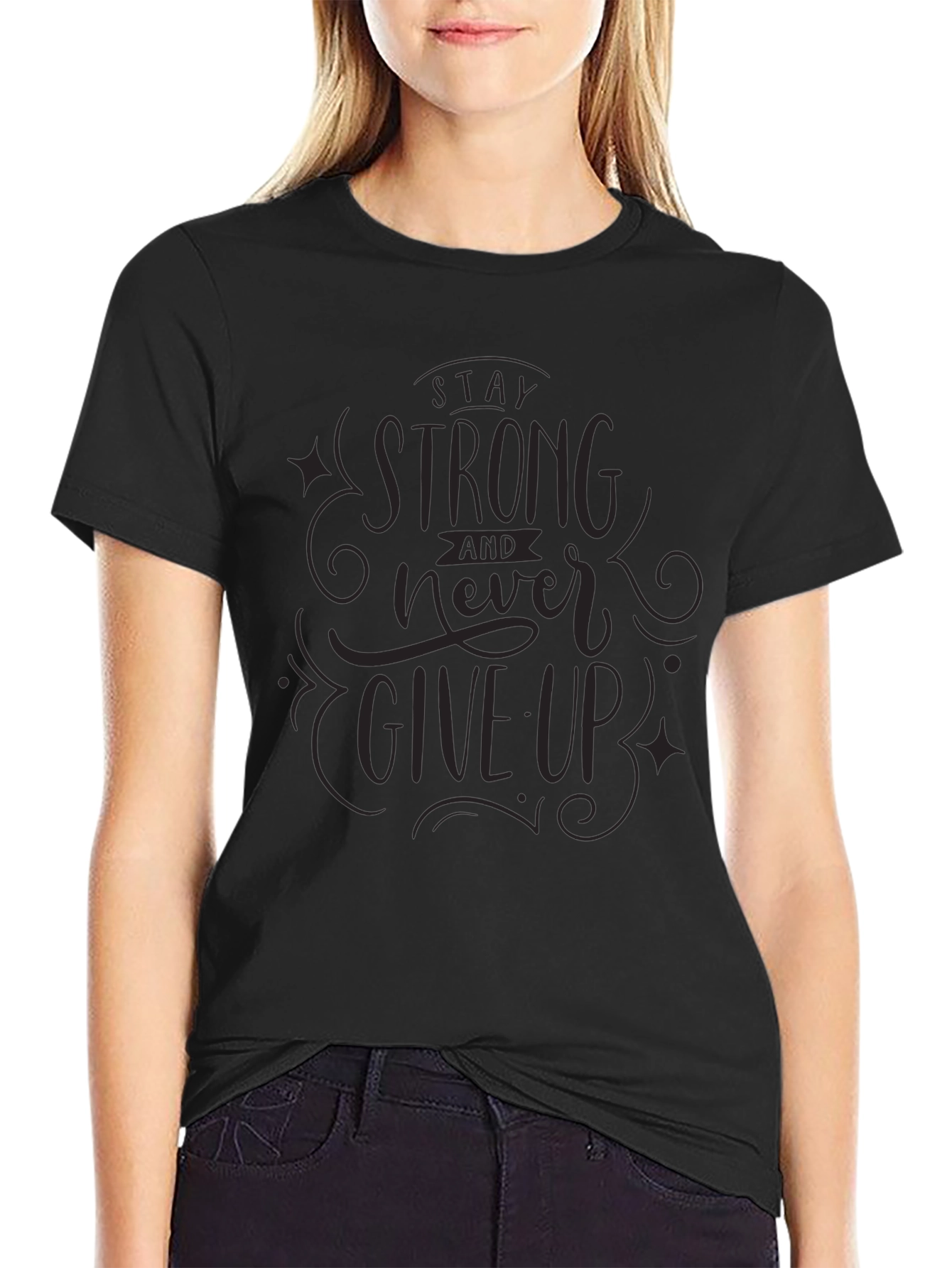 Stay Strong Graphic Tee - Inspirational Mens Black T-Shirt