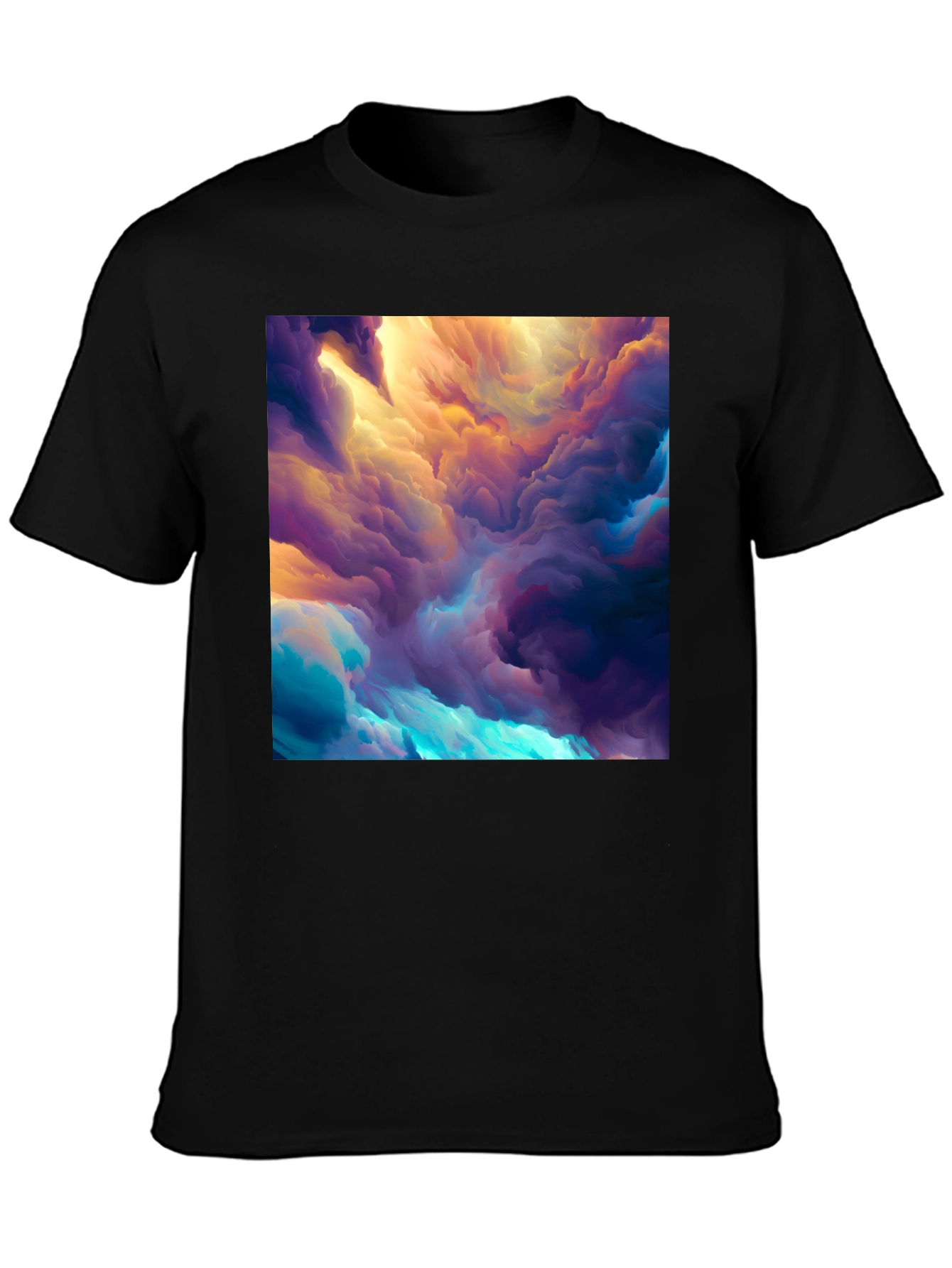 Abstract Cloud Print Black T-Shirt