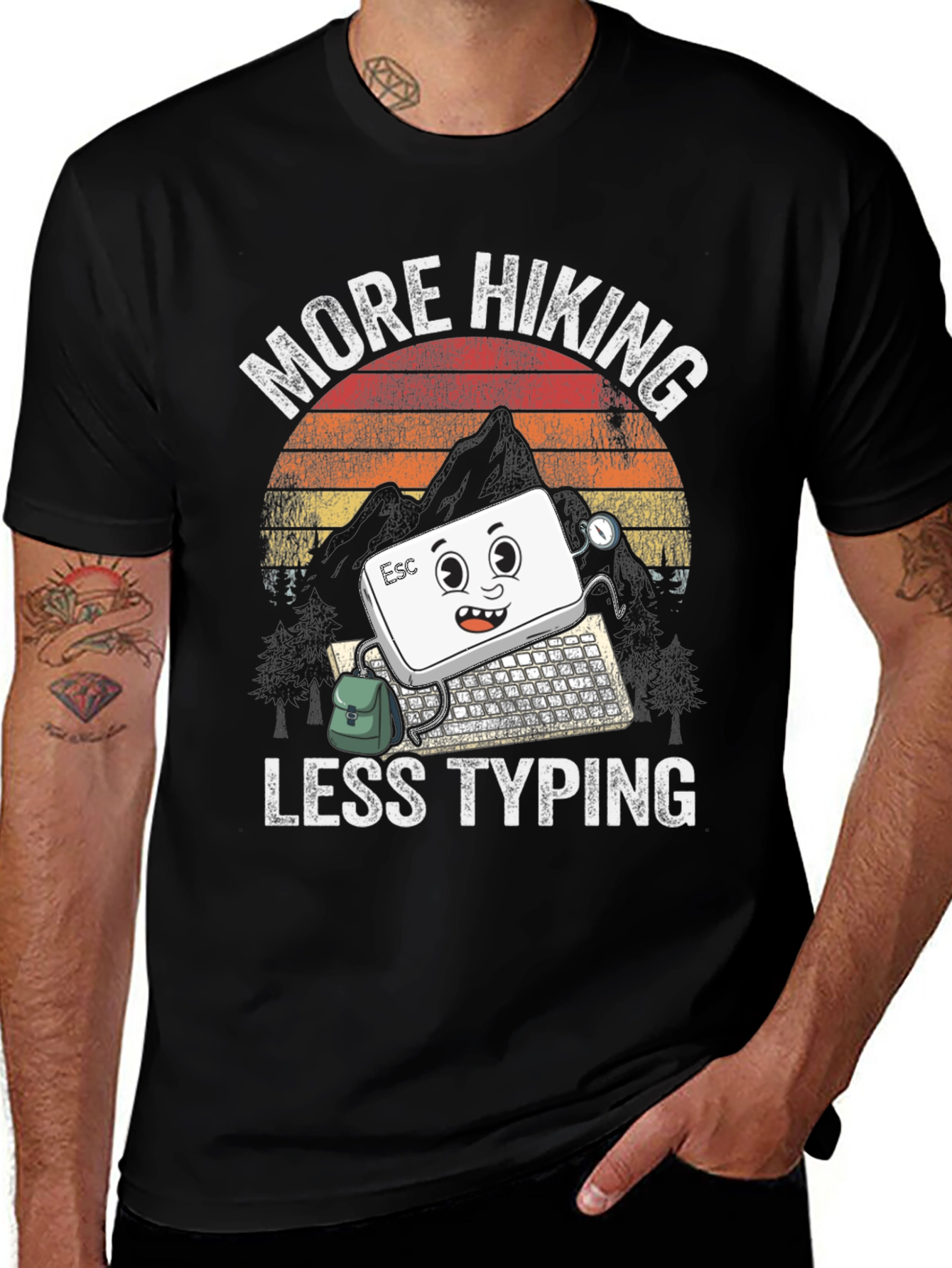 More Hiking Less Typing T-Shirt