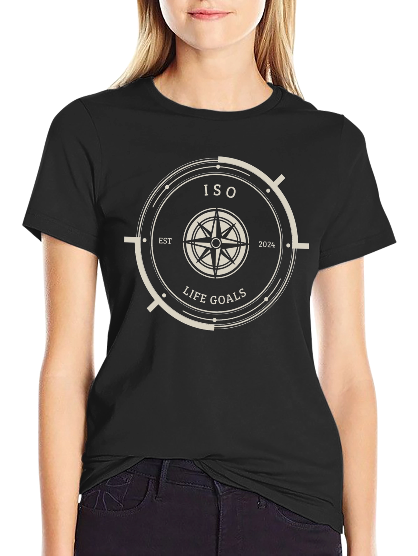 ISO Life Goals T-Shirt - Black Compass Design