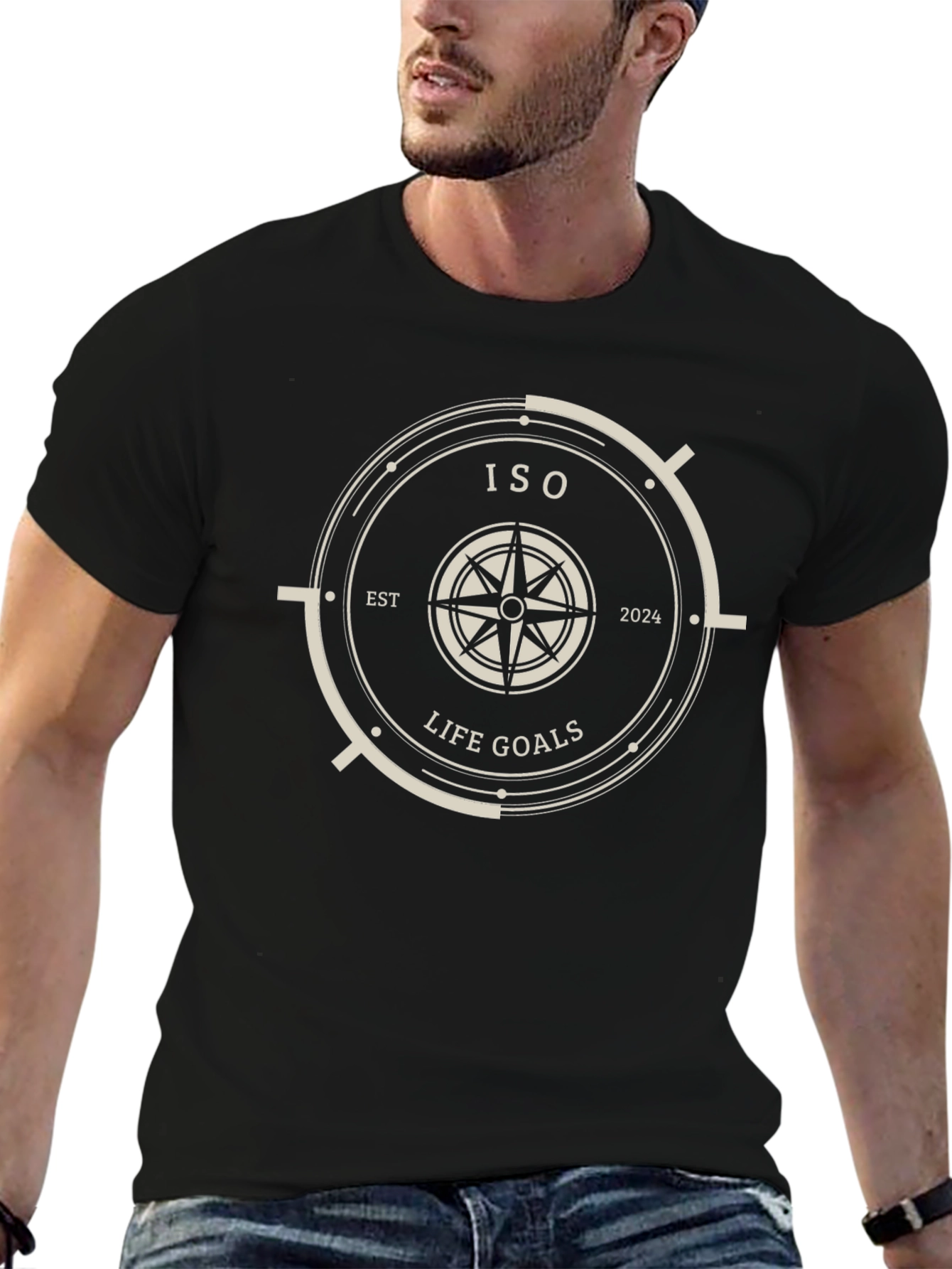 ISO Life Goals T-Shirt - Black Compass Design
