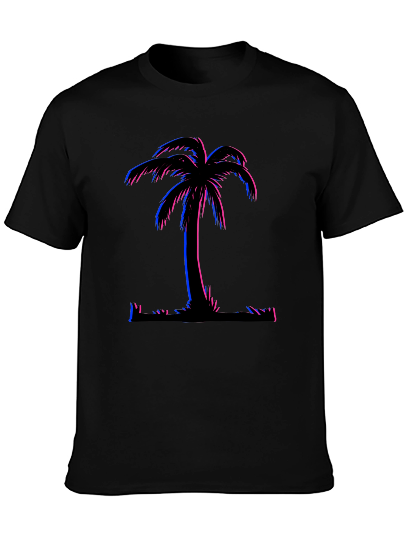 Vaporwave Palm Tree Graphic T-Shirt - Black