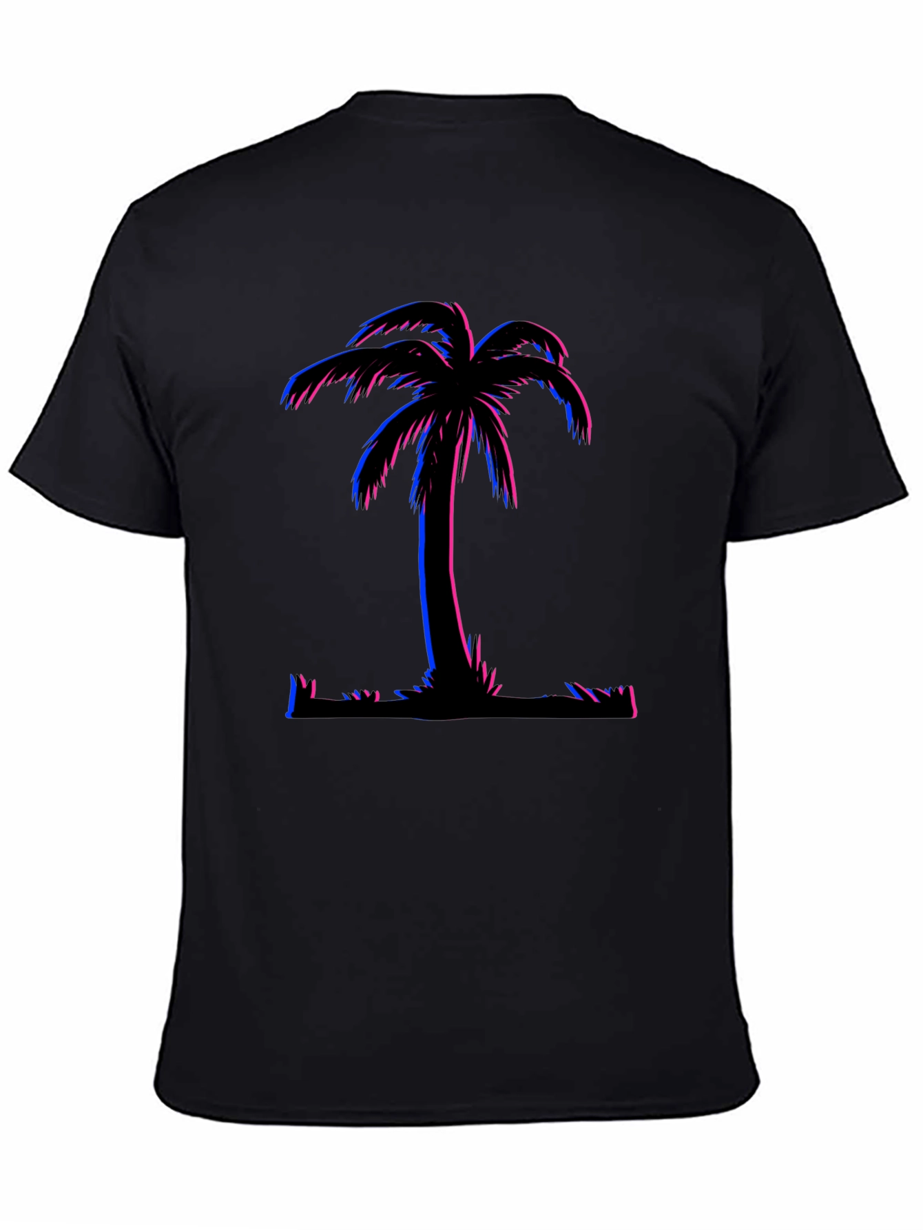 Vaporwave Palm Tree Graphic T-Shirt - Black