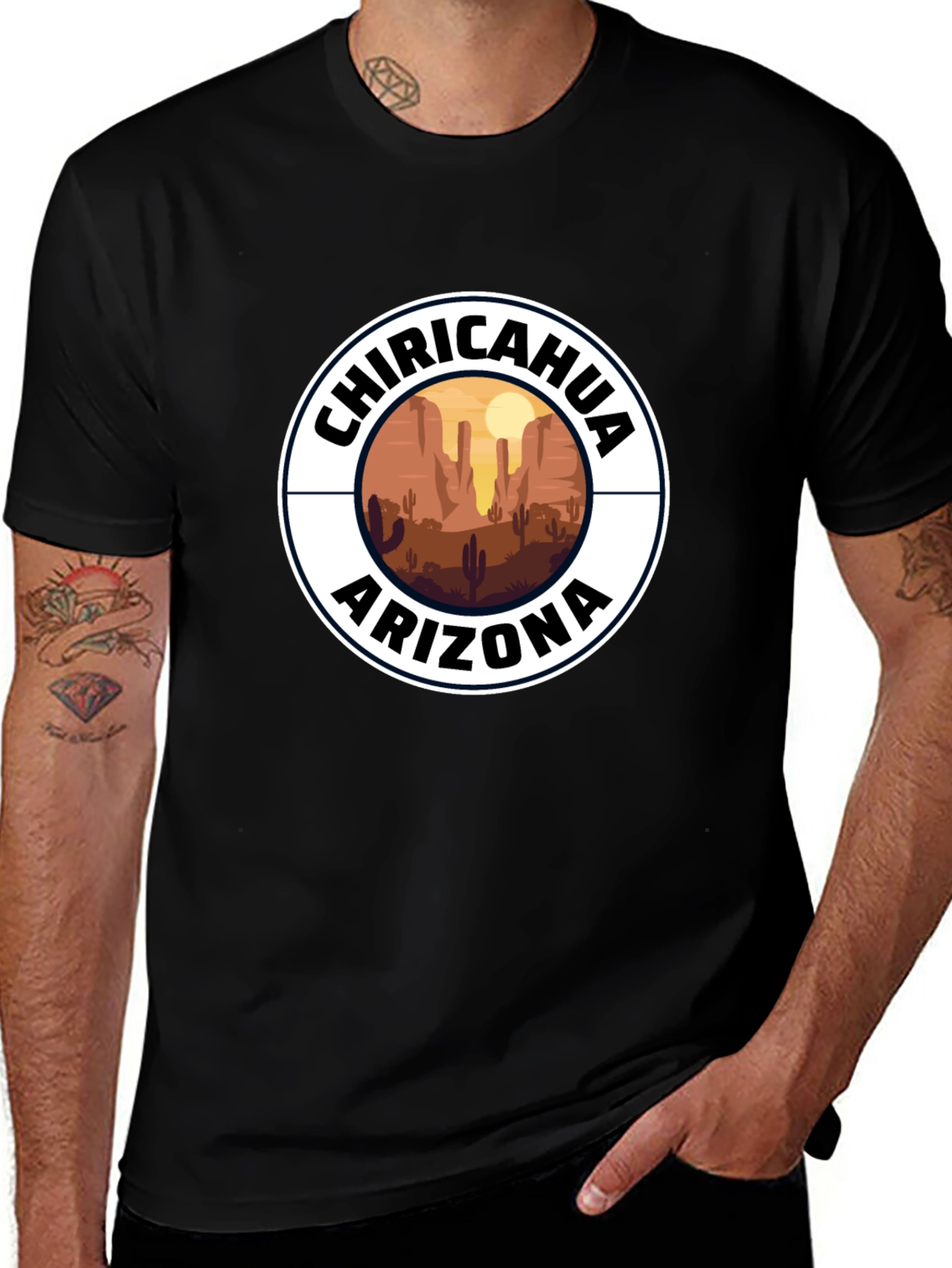 Chiricahua Arizona Desert Scene Black T-Shirt