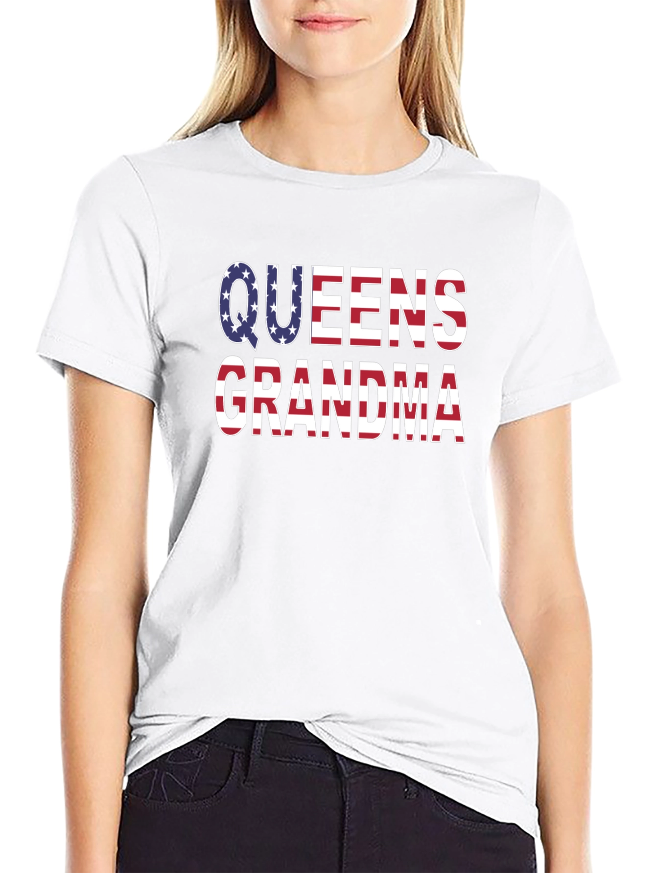 Queens Grandma USA Flag Patriotic Graphic T-Shirt