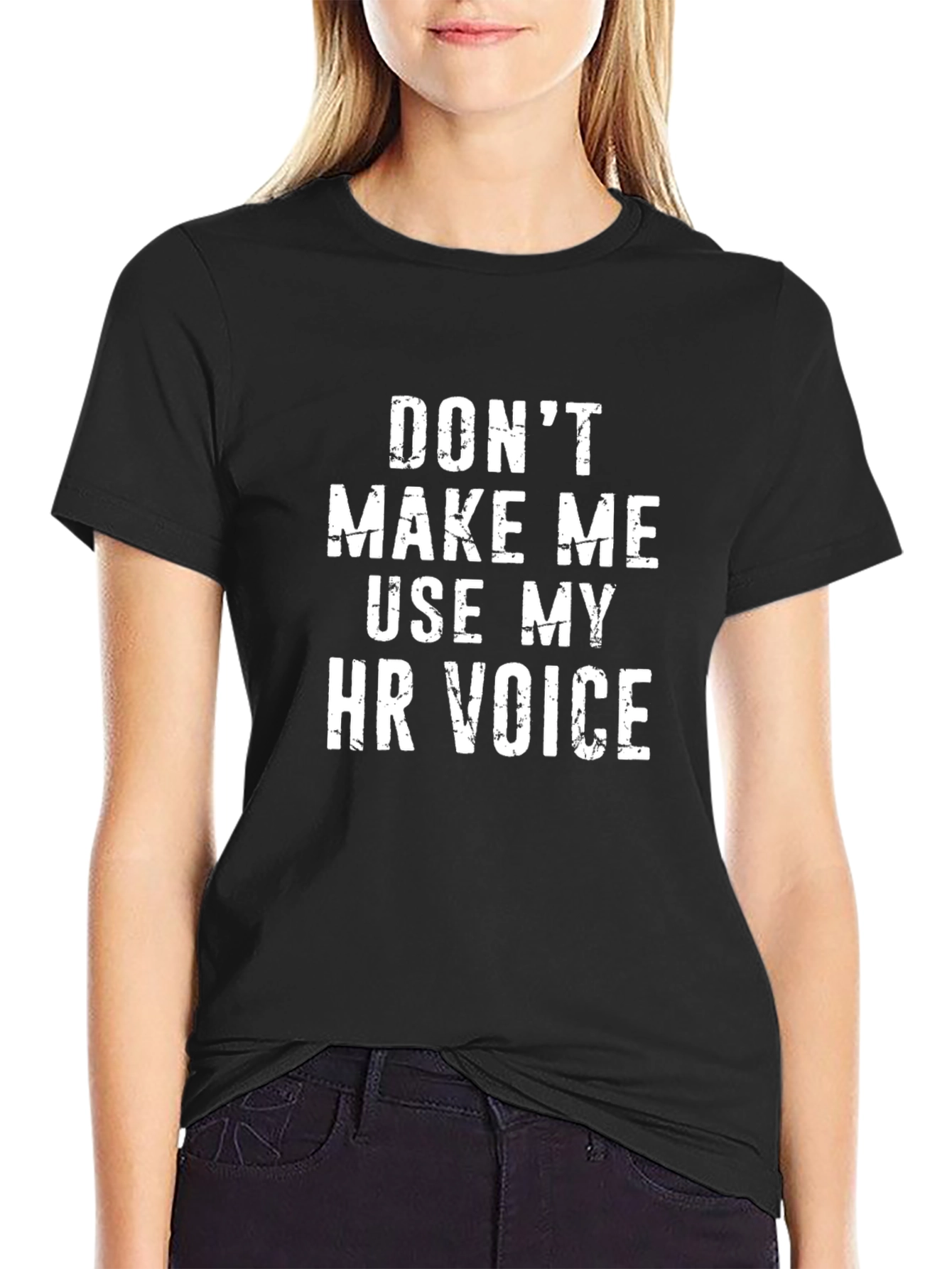 HR Voice Graphic Tee - Humorous Black T-Shirt