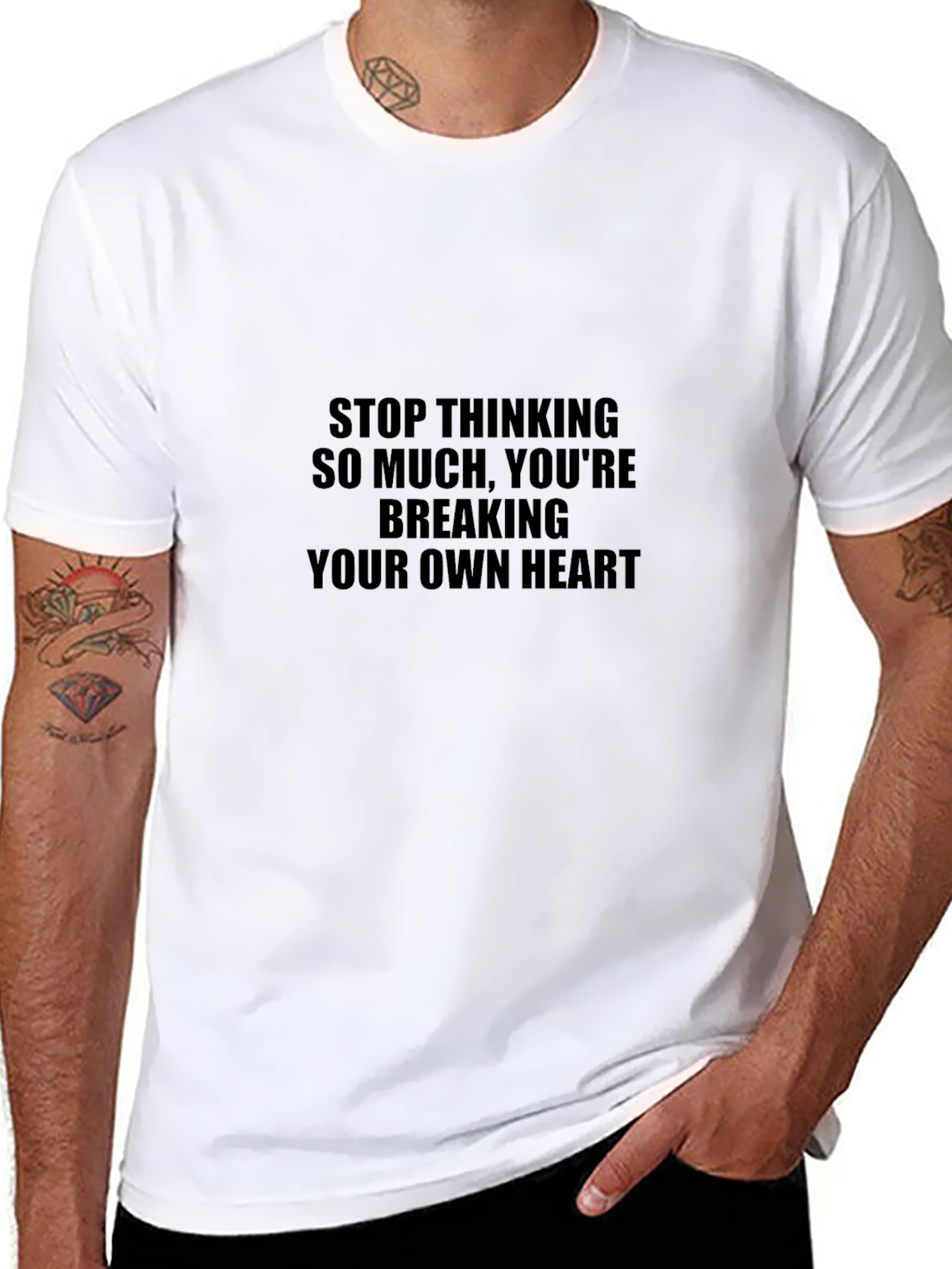 Contemplative Black Tee - Stop Thinking So Much