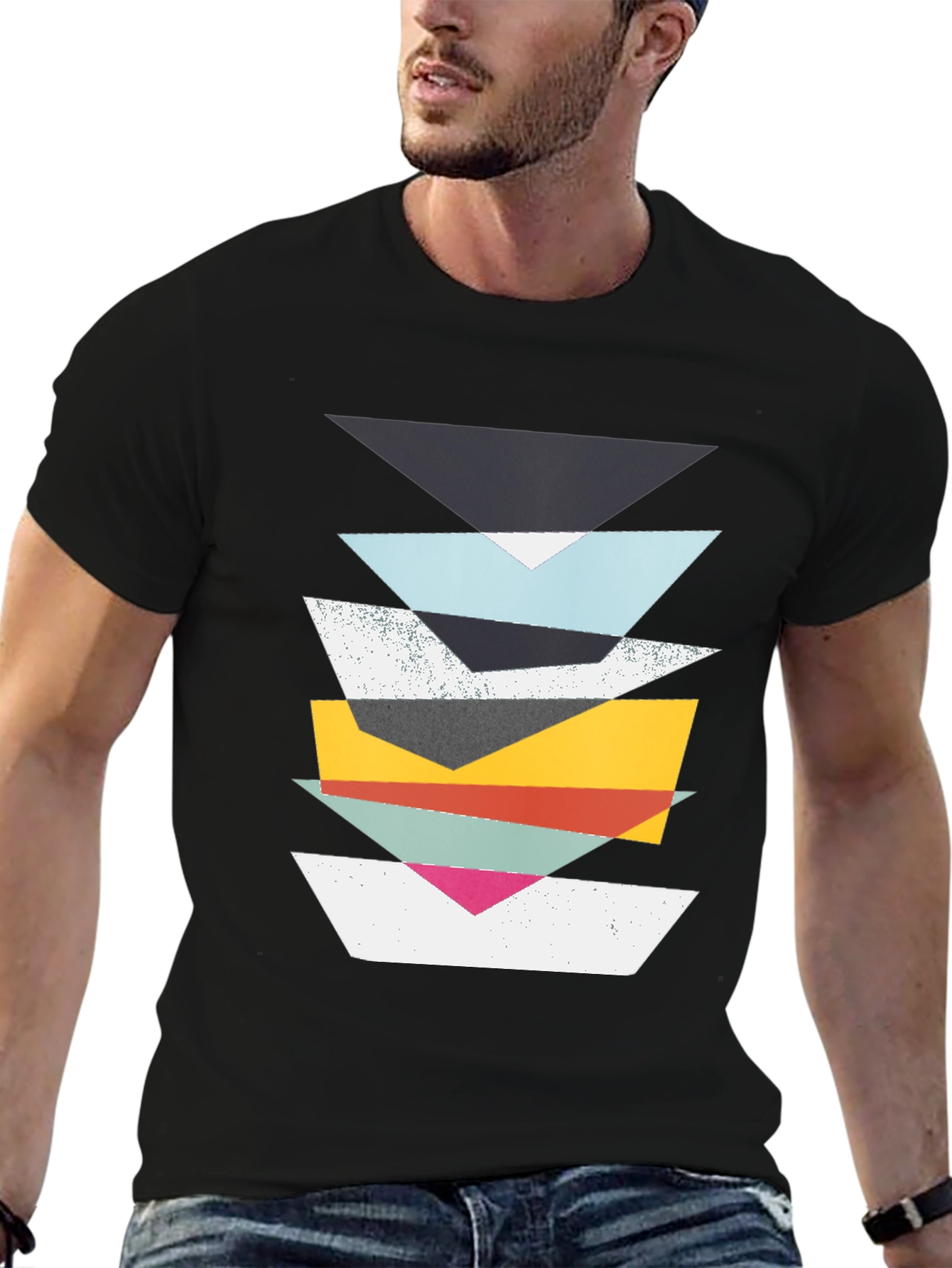 Geometric Stack T-Shirt - Modern Art Tee