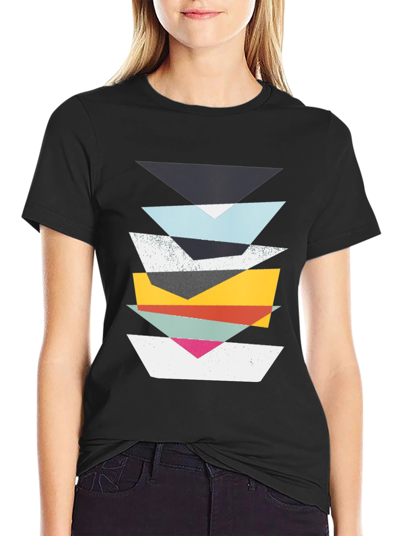 Geometric Stack T-Shirt - Modern Art Tee
