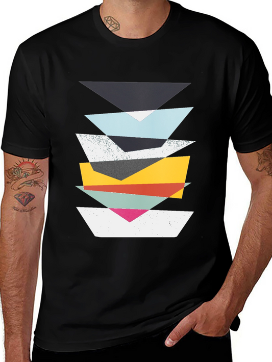 Geometric Stack T-Shirt - Modern Art Tee