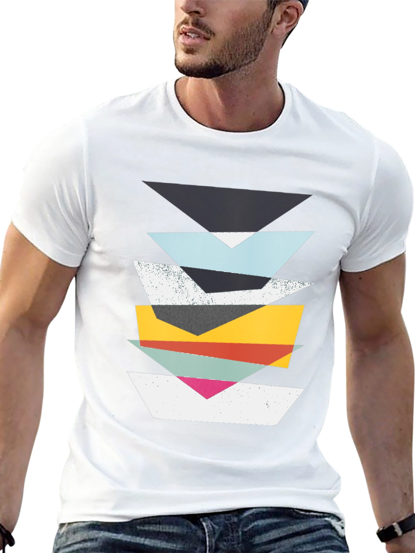 Geometric Stack T-Shirt - Modern Art Tee