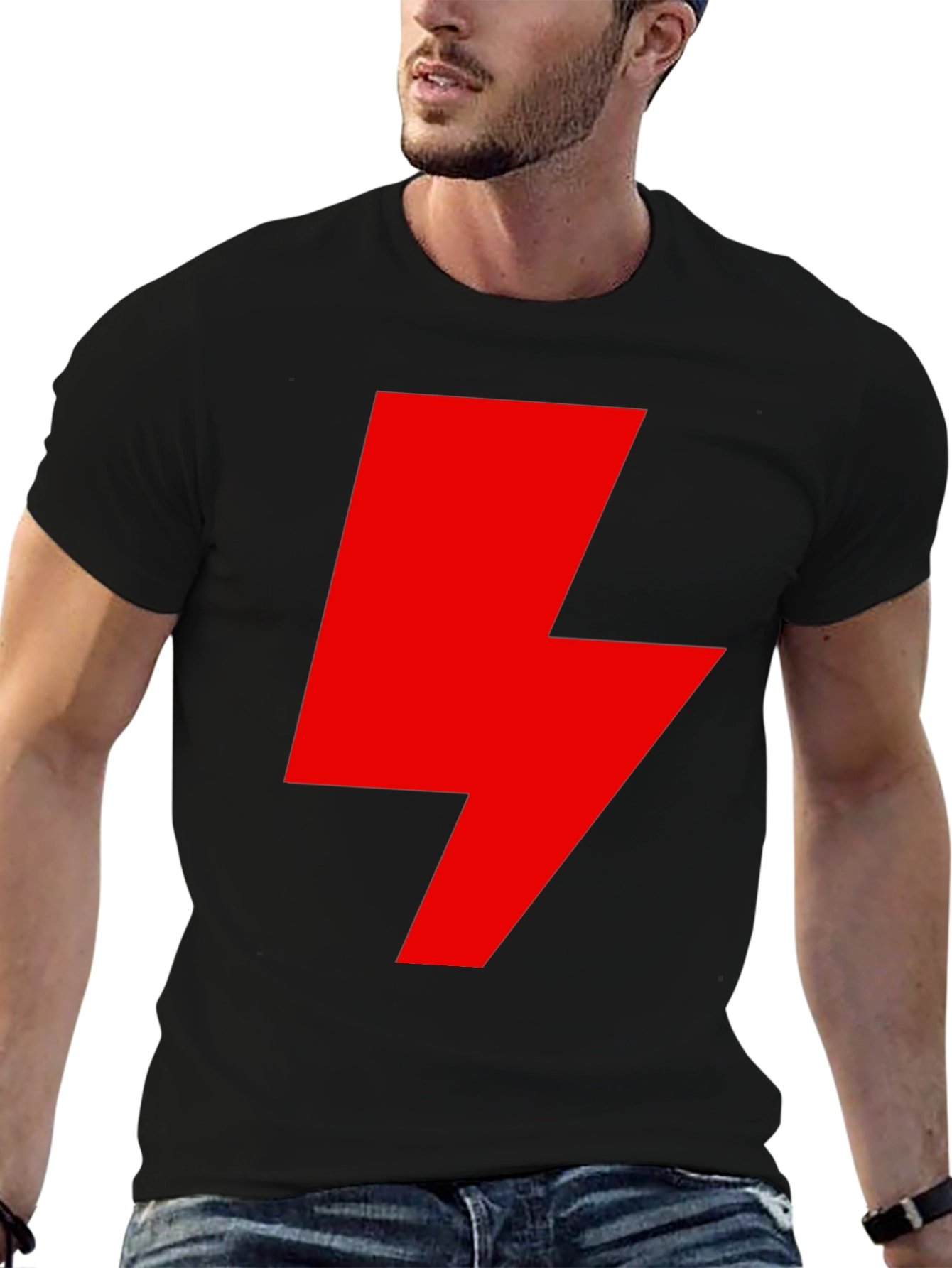 Red Lightning Bolt Graphic T-Shirt