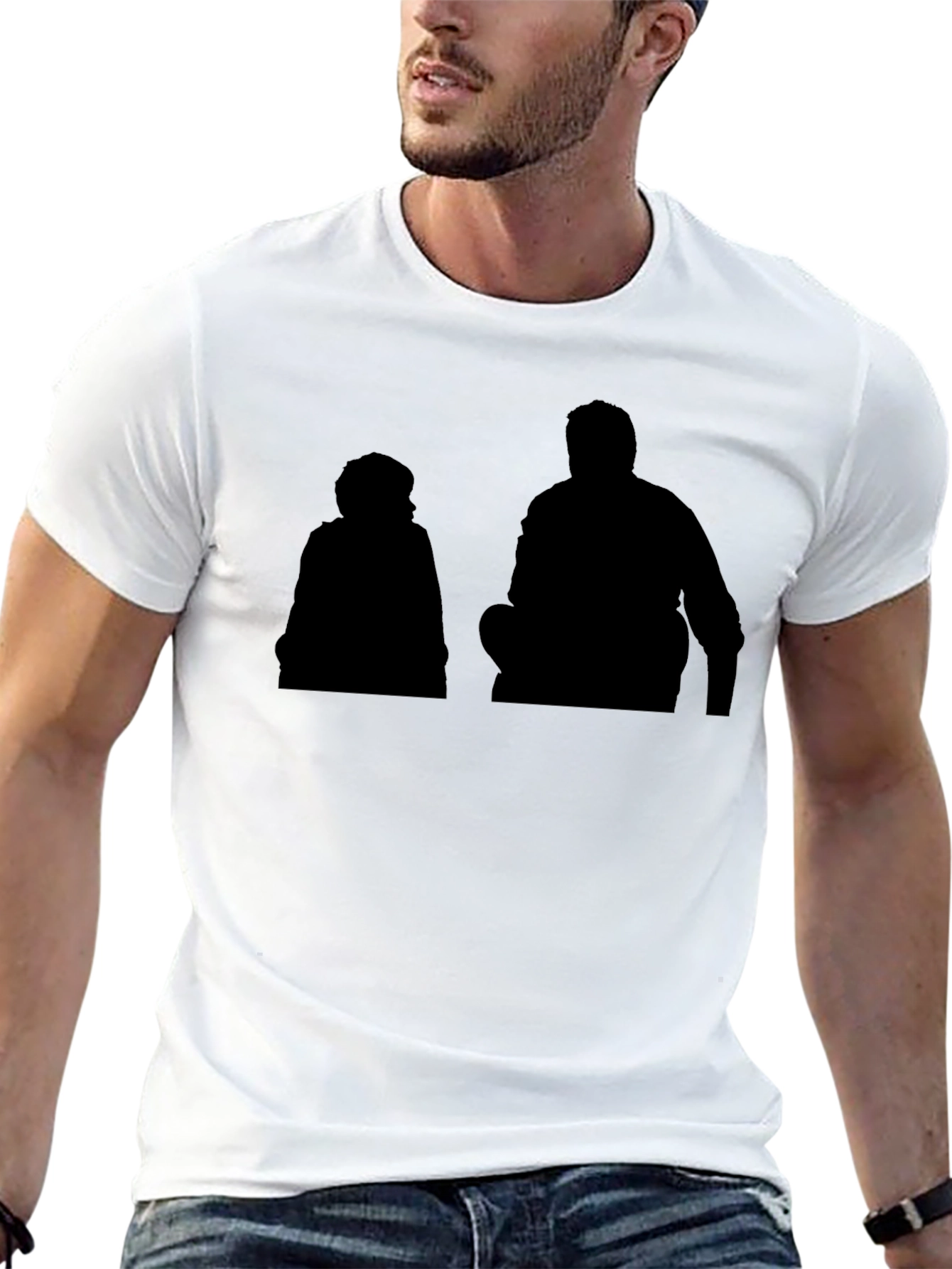 Silhouette Graphic Print Black Casual T-Shirt