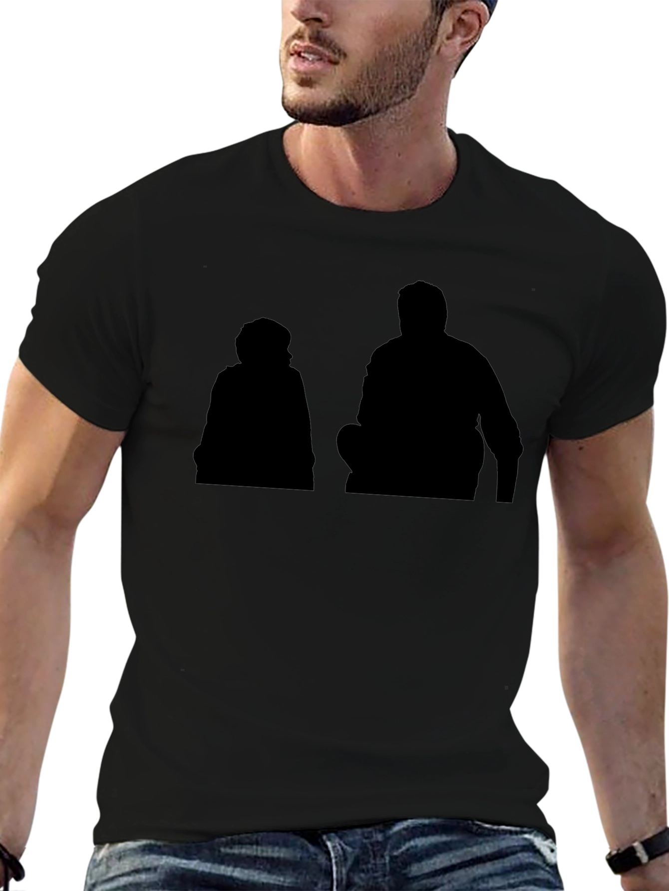 Silhouette Graphic Print Black Casual T-Shirt