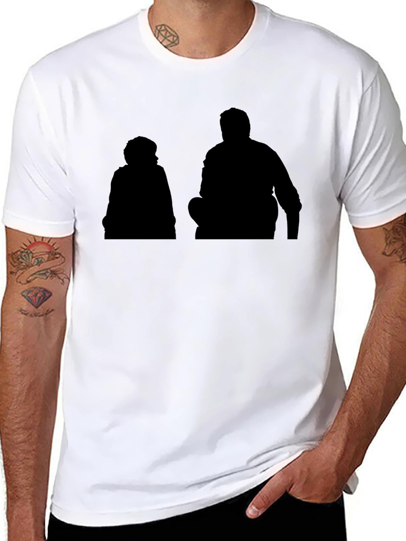 Silhouette Graphic Print Black Casual T-Shirt