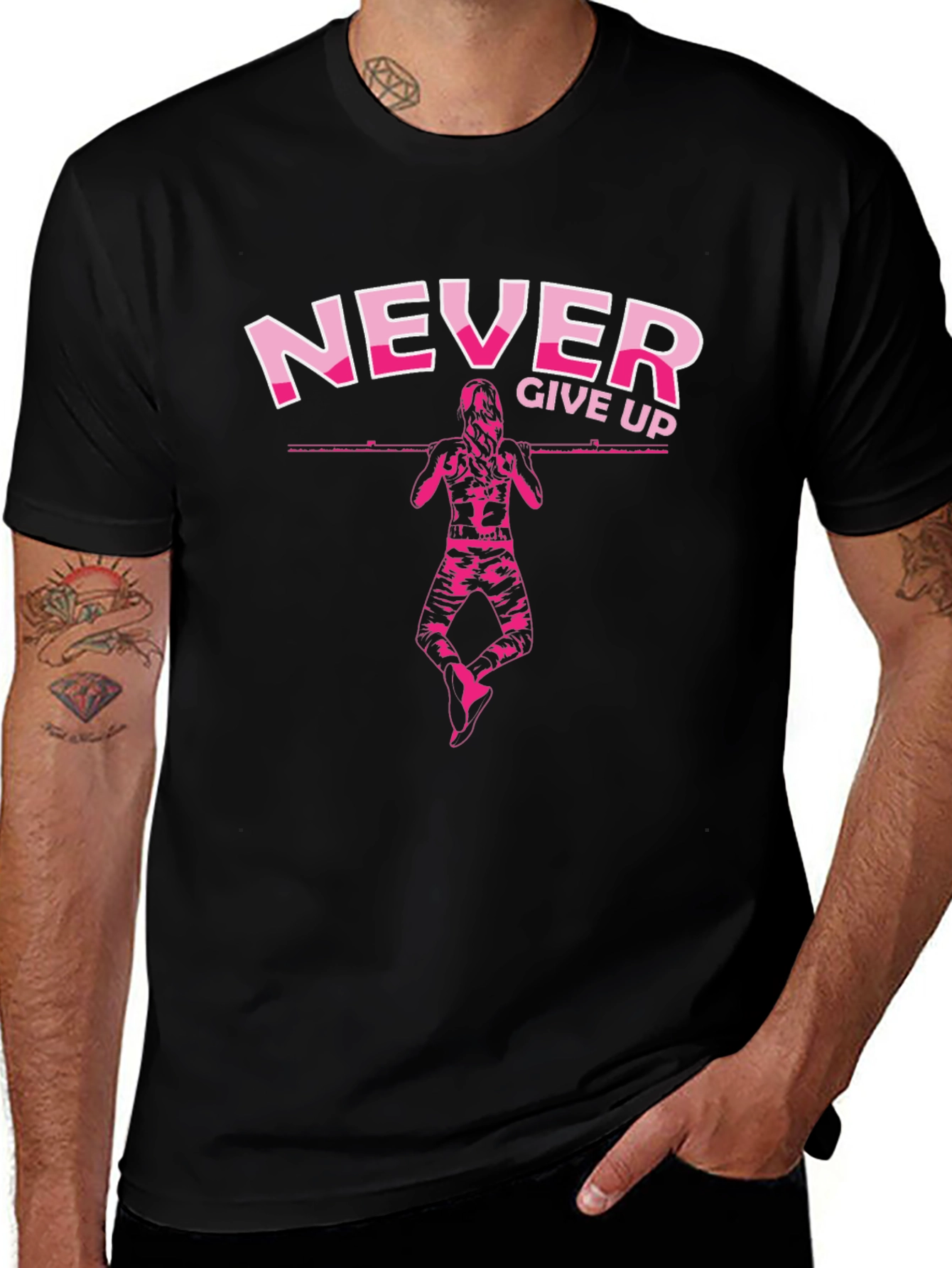 Never Give Up Graphic Print T-Shirt