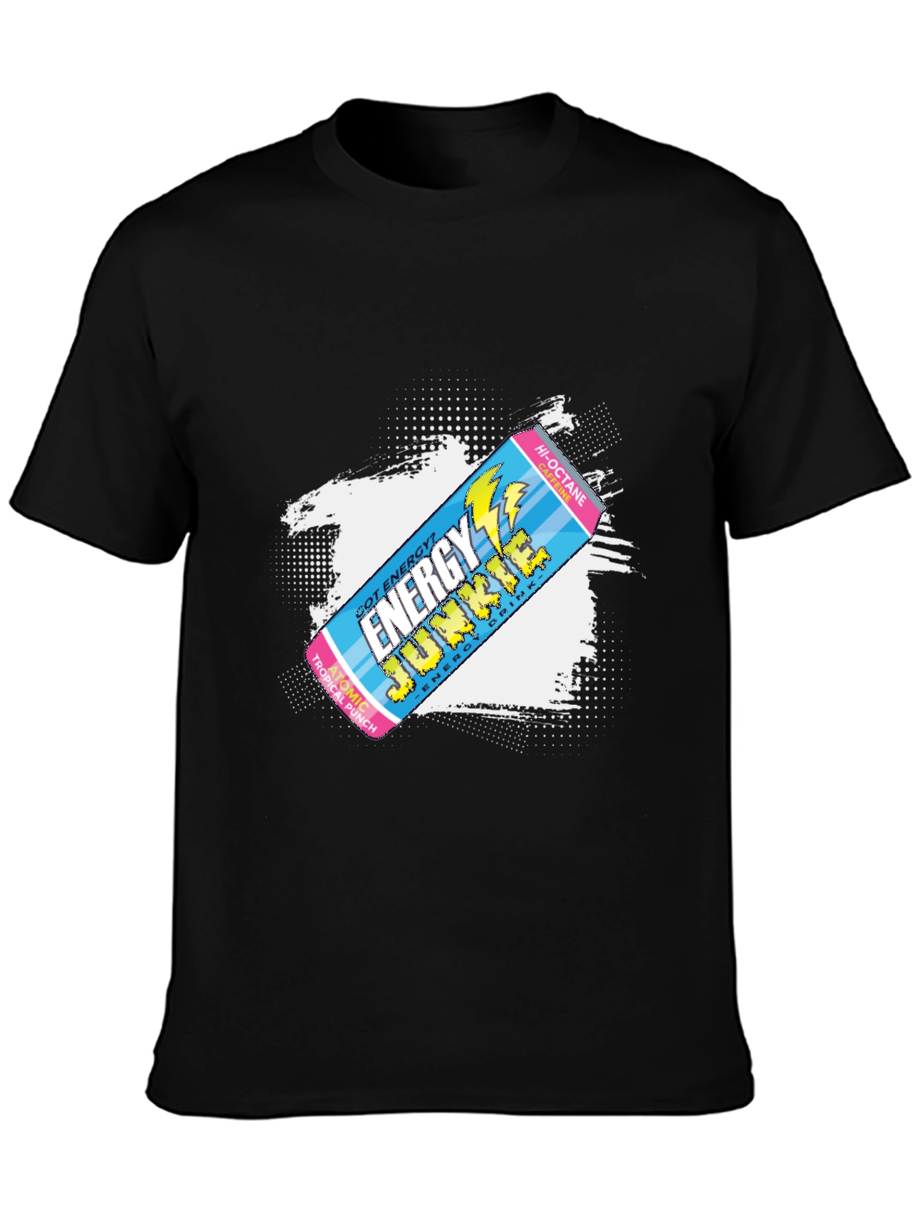 Energy Junkie Graphic Tee - Retro Style Black T-Shirt