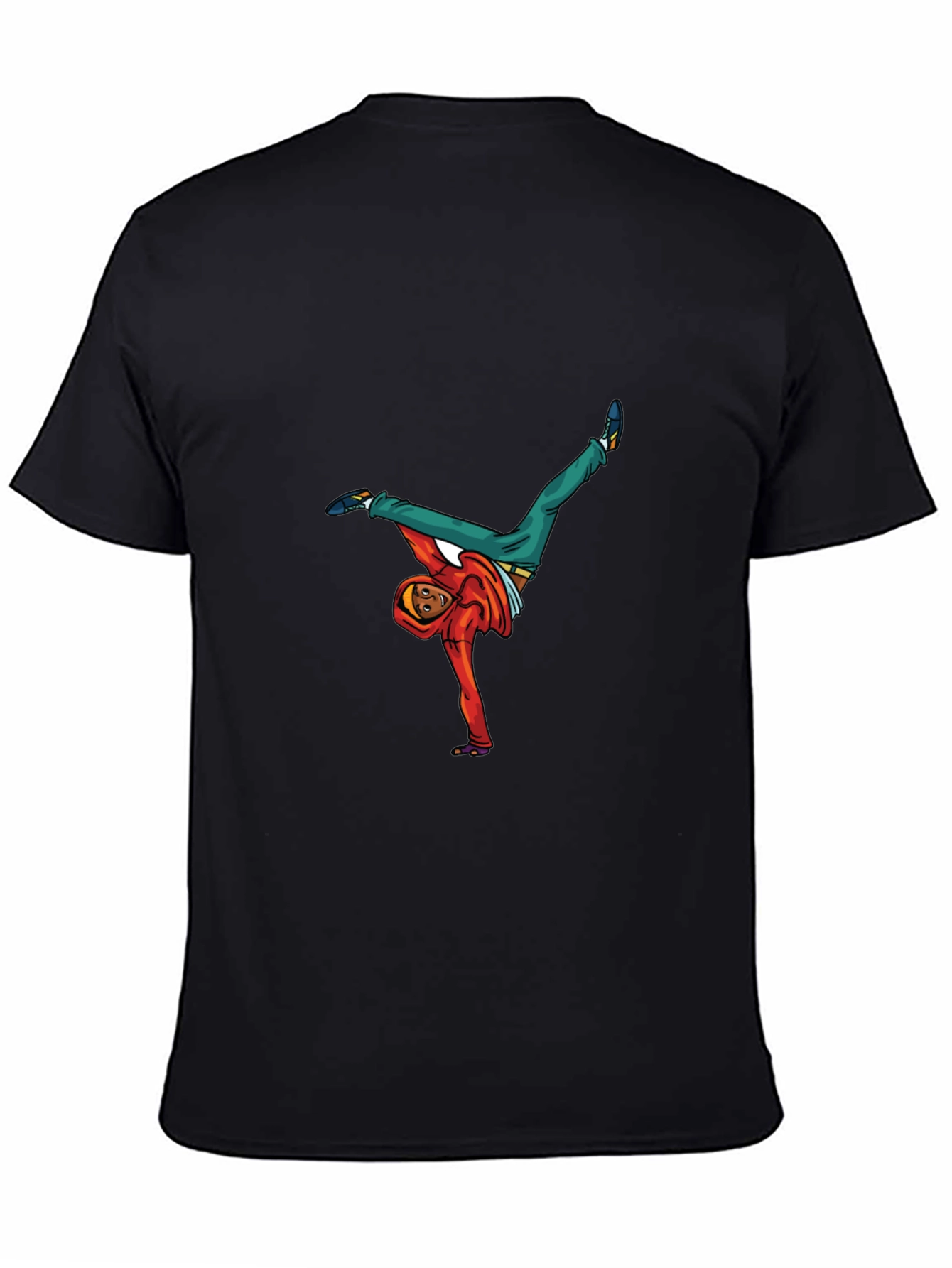 Black T-Shirt with Breakdancer Graphic