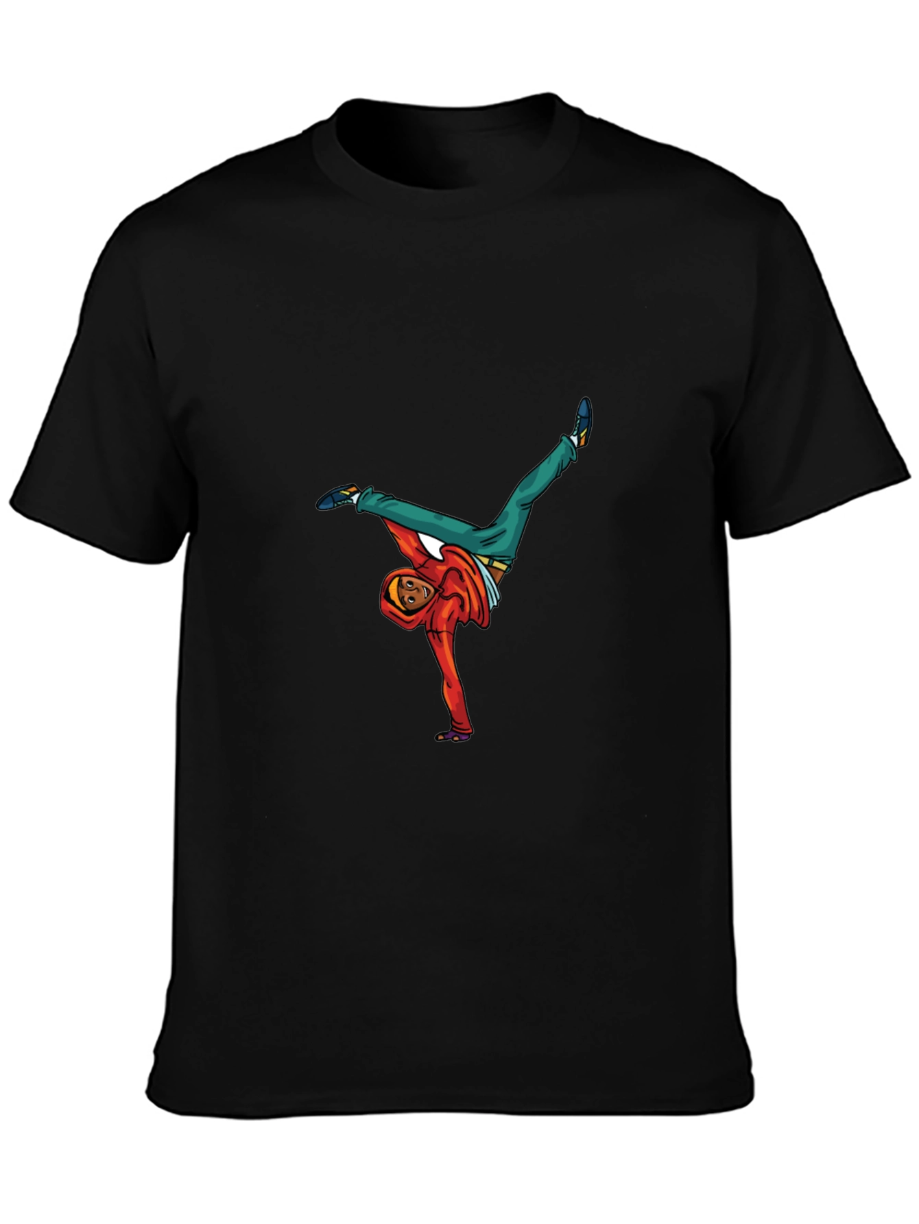 Black T-Shirt with Breakdancer Graphic