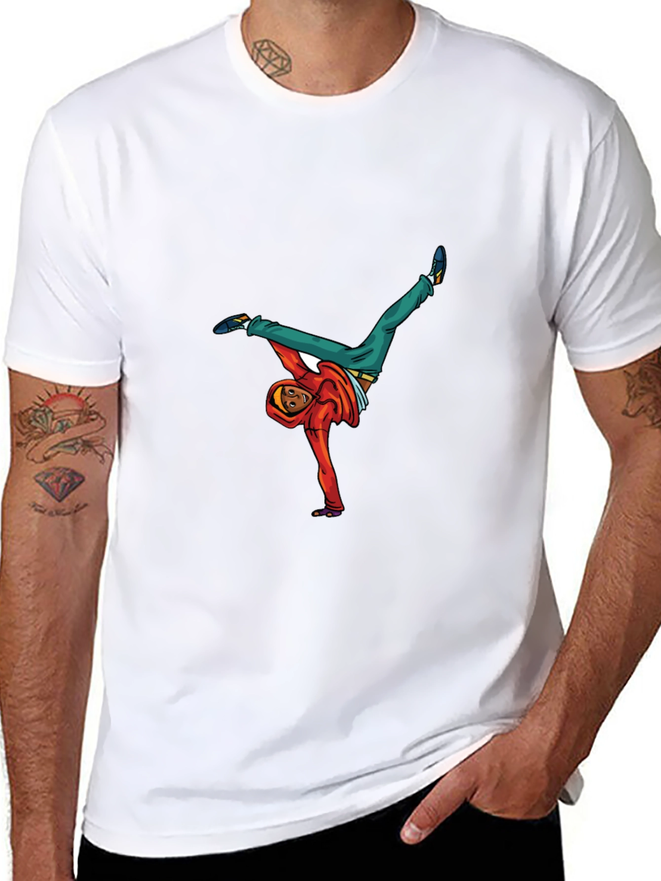 Black T-Shirt with Breakdancer Graphic