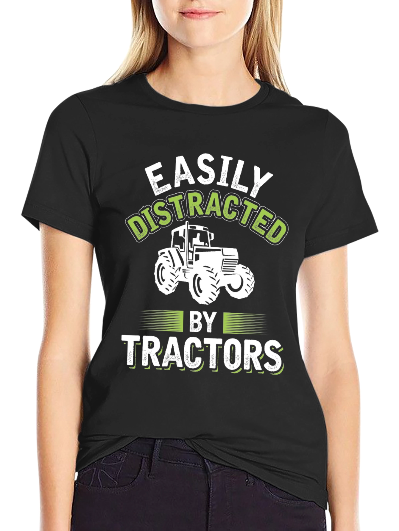 Easily Distracted By Tractors - Graphic T-Shirt