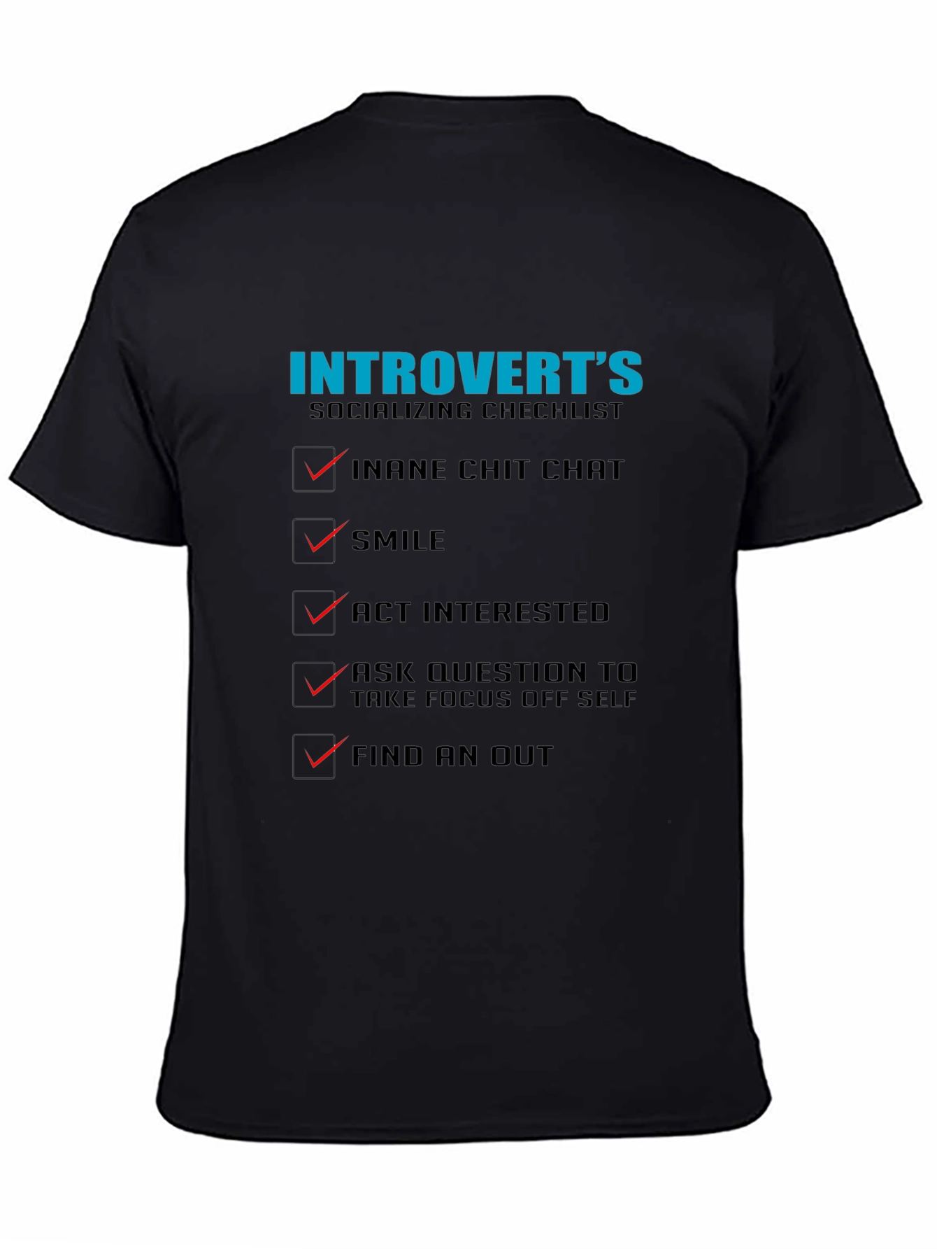 Introverts Socializing Checklist Graphic Tee