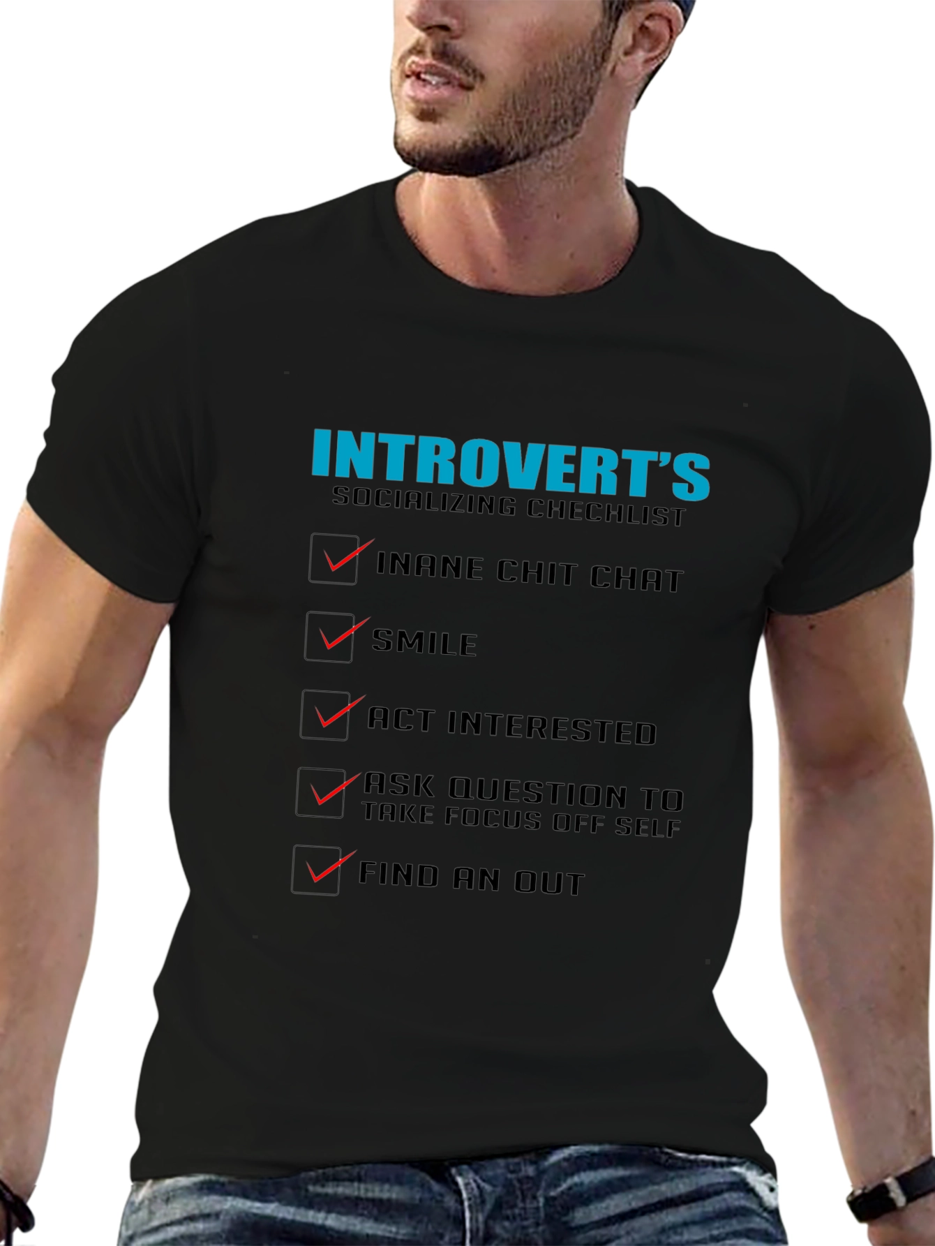 Introverts Socializing Checklist Graphic Tee