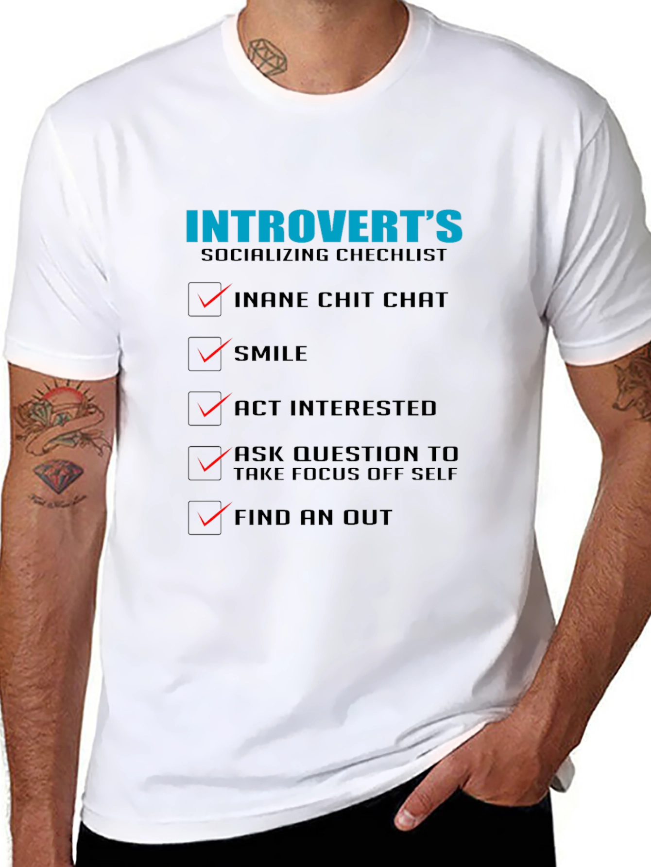 Introverts Socializing Checklist Graphic Tee