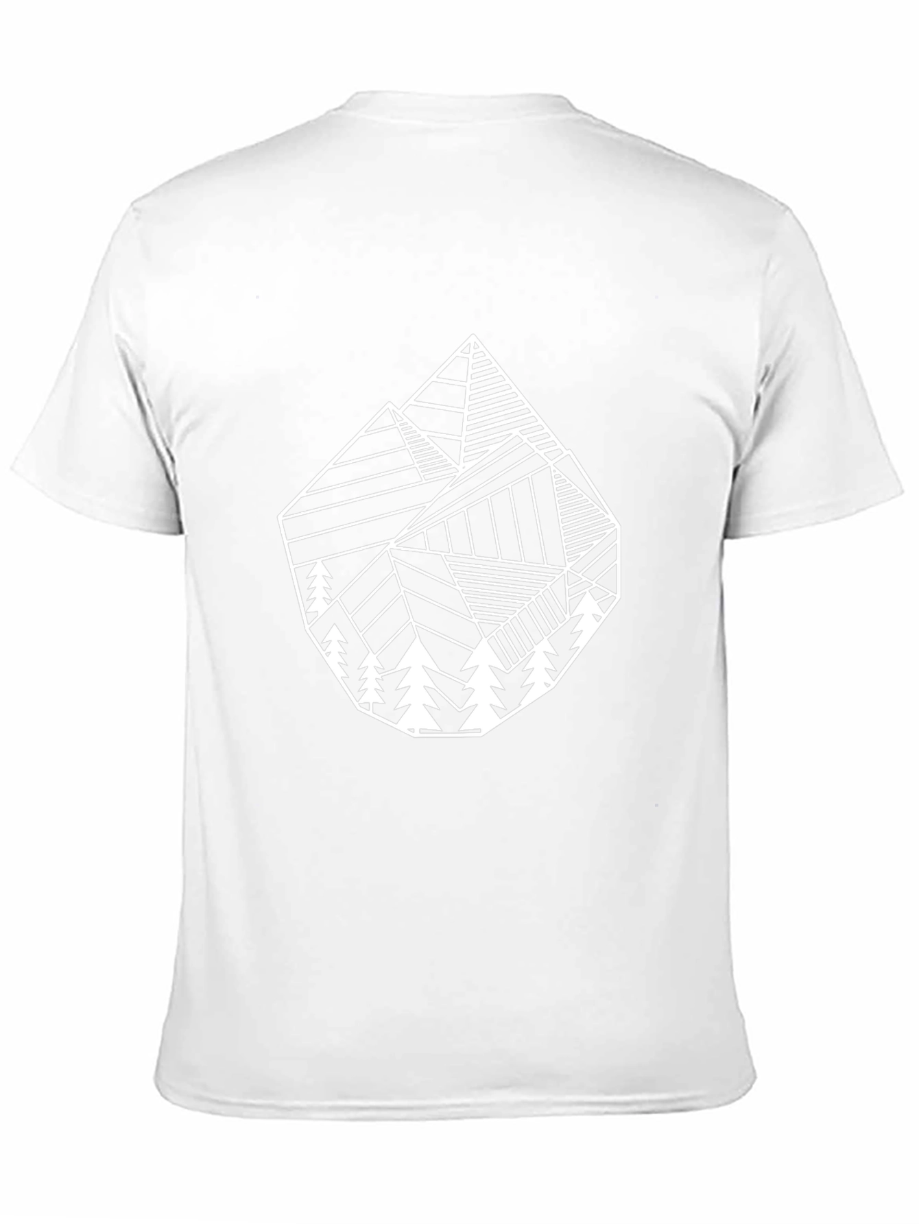 Geometric Mountain & Tree Graphic Tee - Black