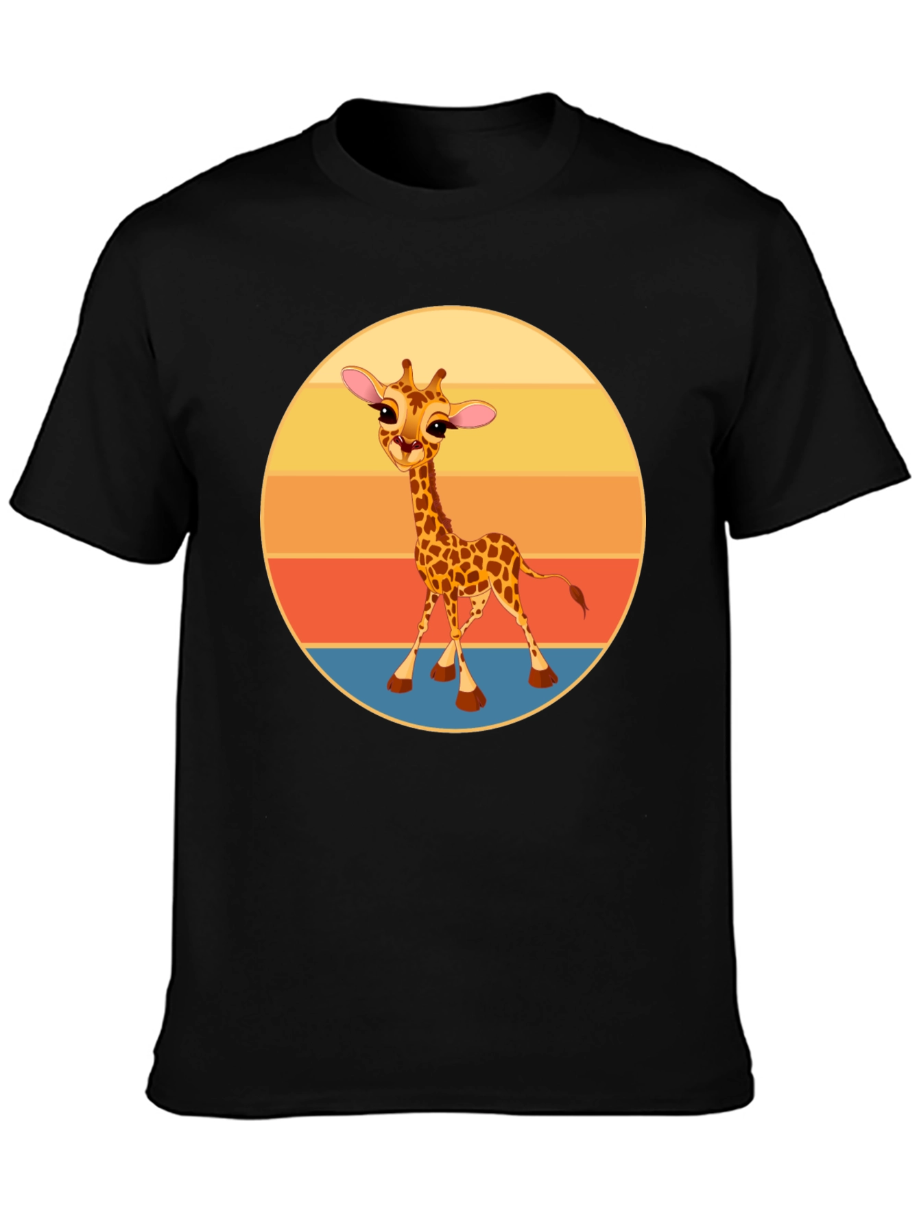 Cute Giraffe Sunset Graphic T-Shirt