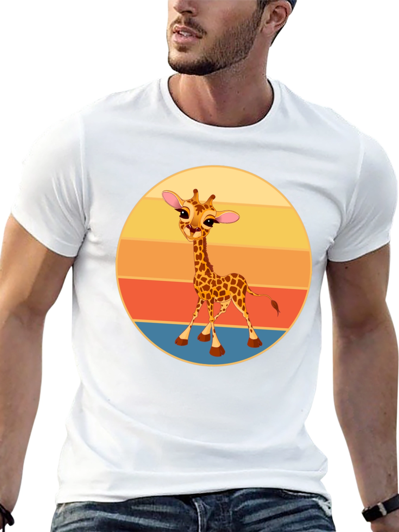Cute Giraffe Sunset Graphic T-Shirt