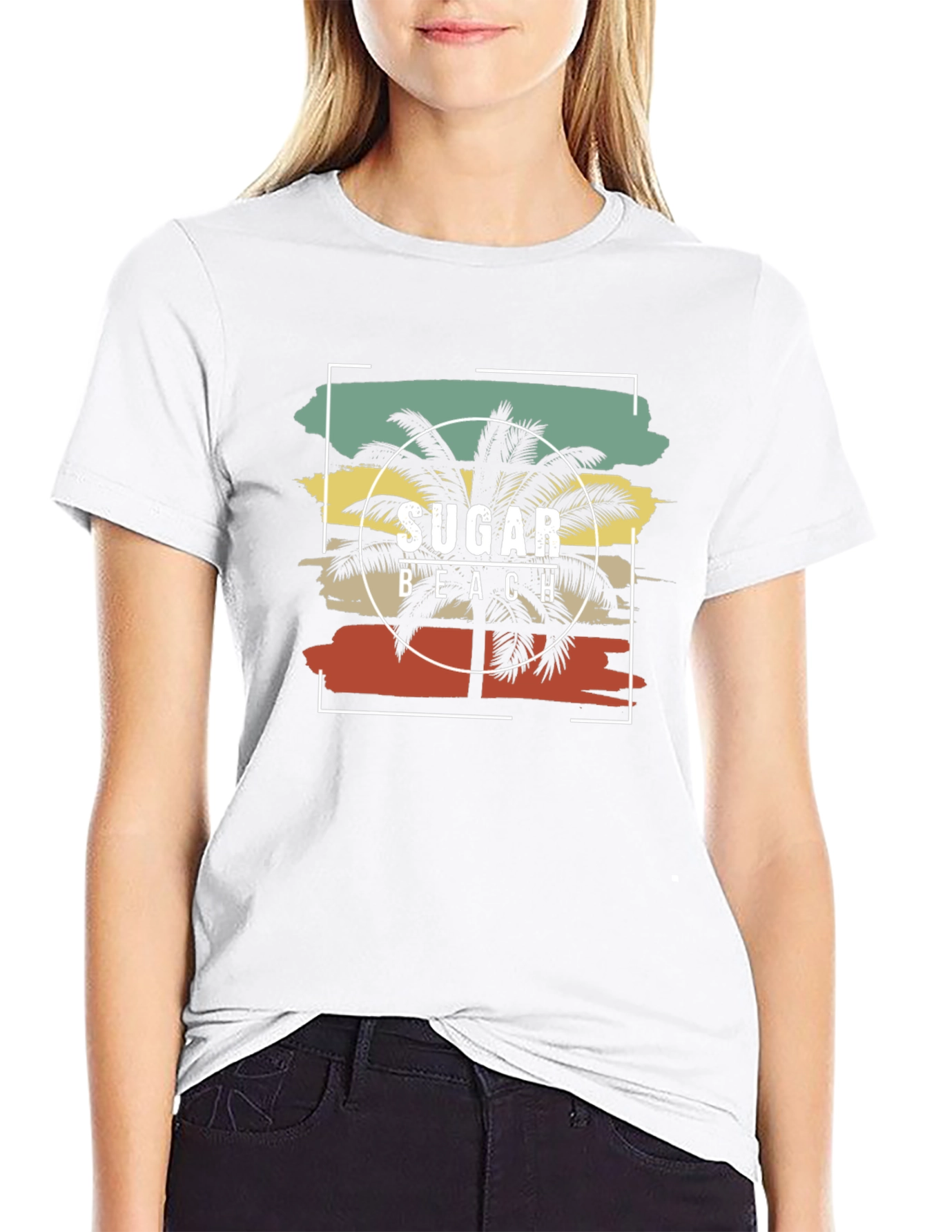 Sugar Beach Graphic Tee - Tropical Palm Tree Design