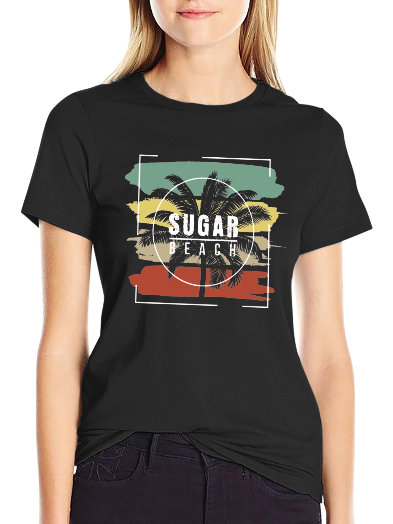 Sugar Beach Graphic Tee - Tropical Palm Tree Design
