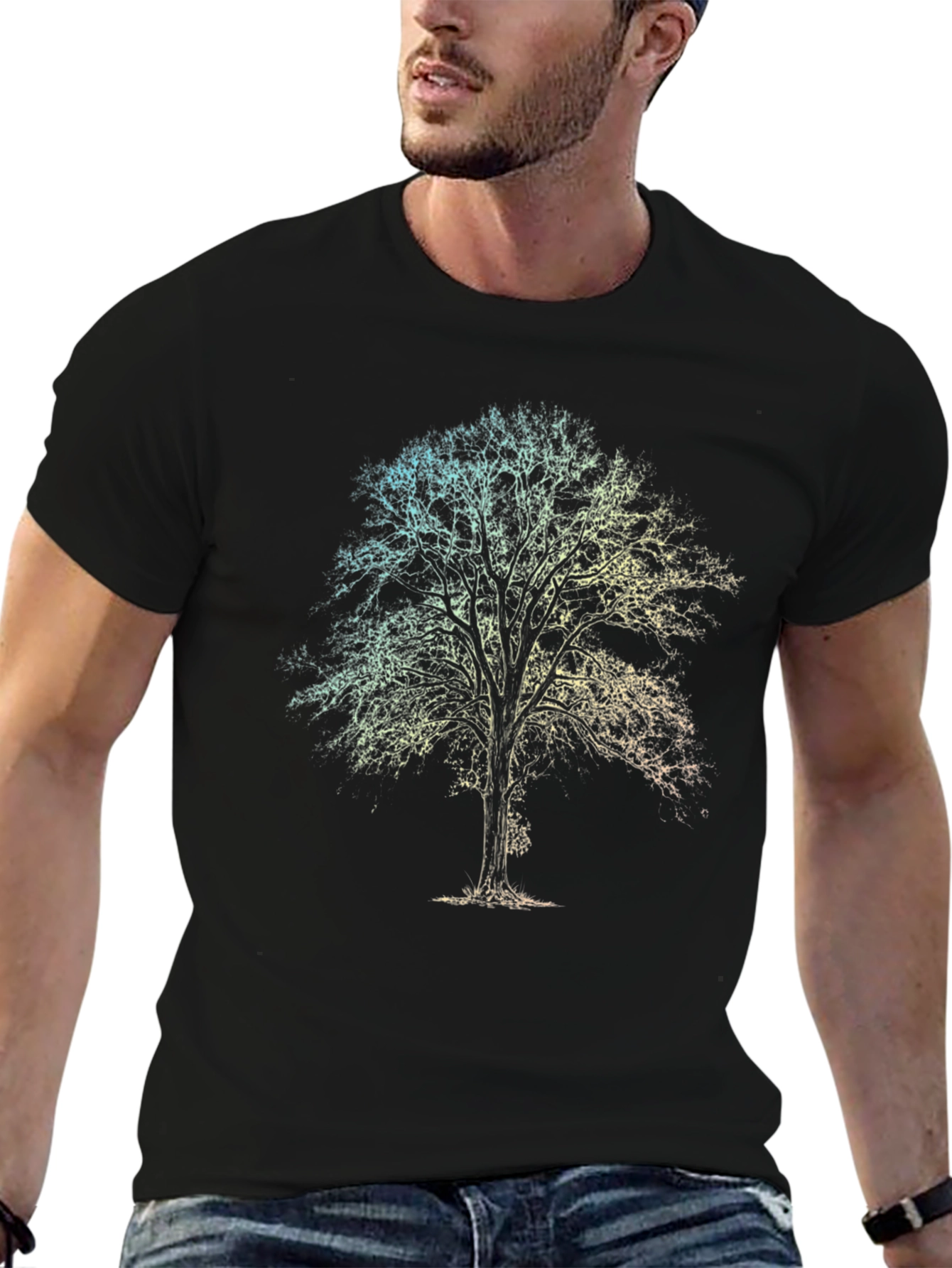 Nature Tree Graphic Tee - Mens Black T-Shirt