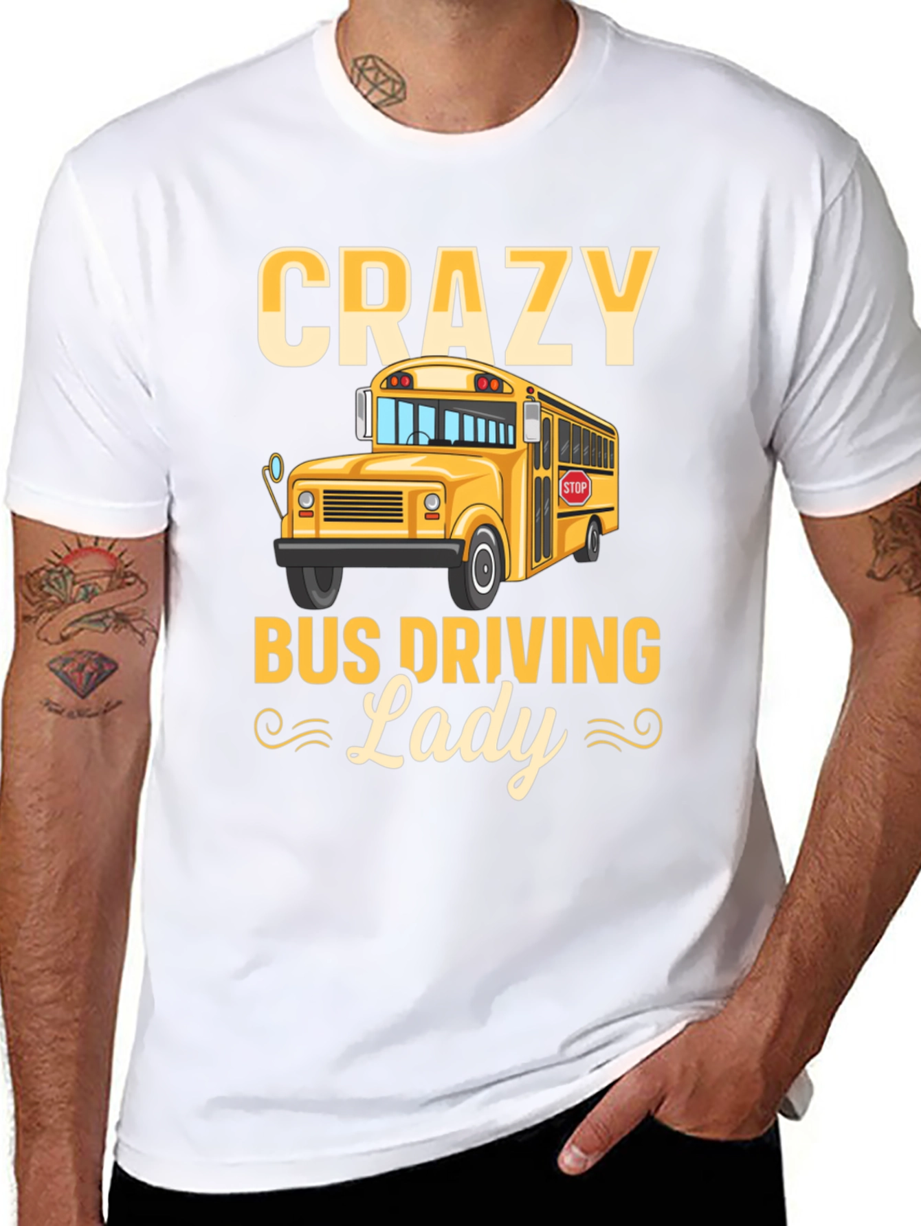 Crazy Bus Driving Lady T-Shirt - Black
