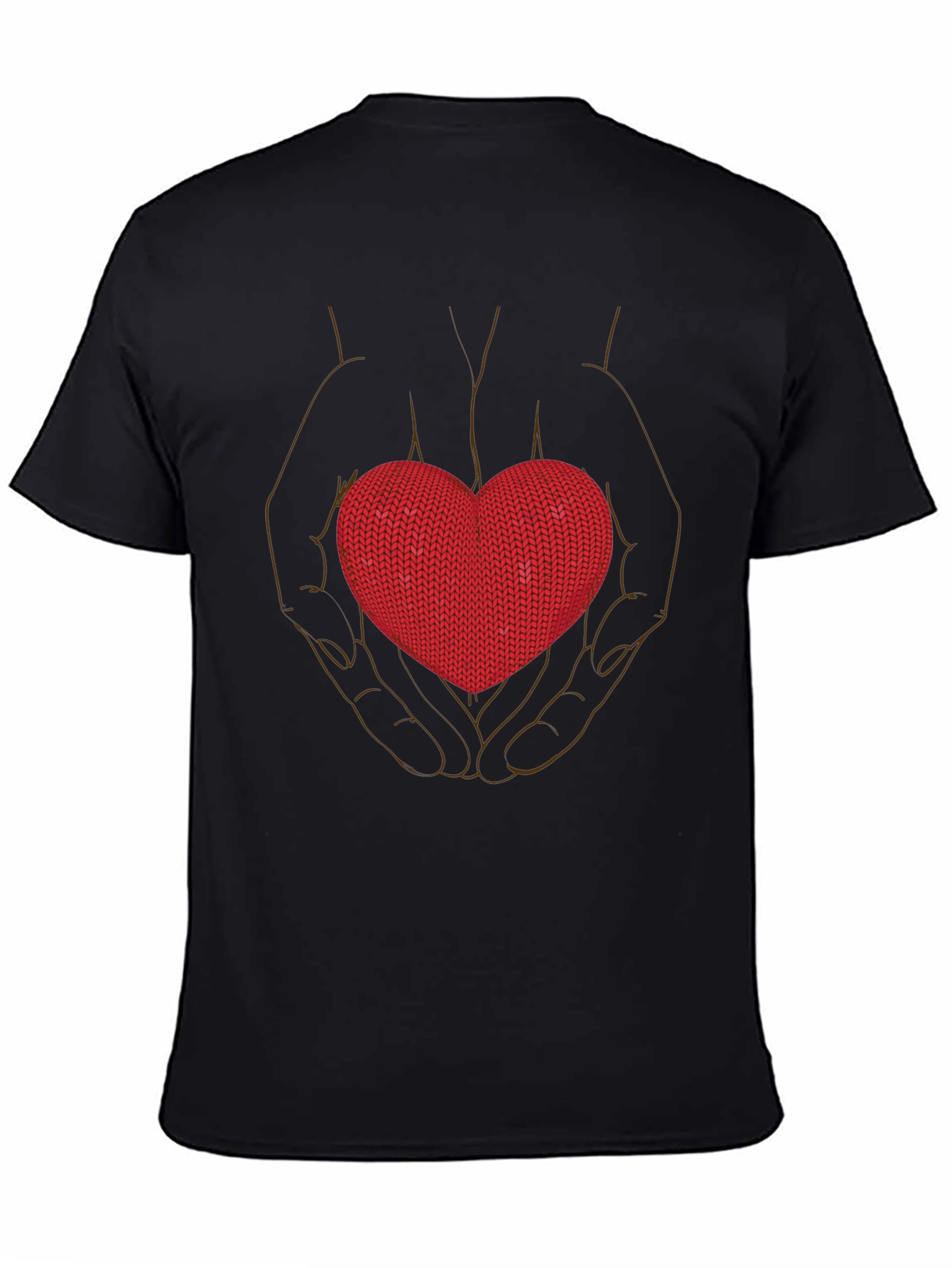 Heart in Hands Graphic Tee - Black Crew Neck