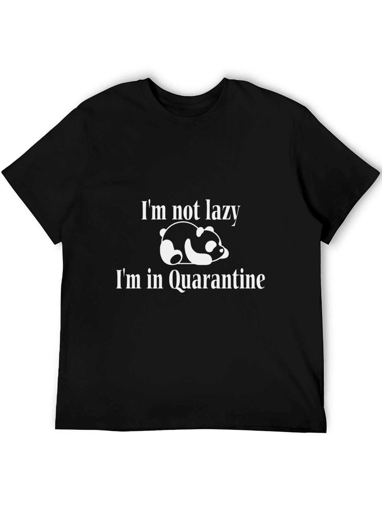 Funny Quarantine Panda Graphic T-Shirt - Black
