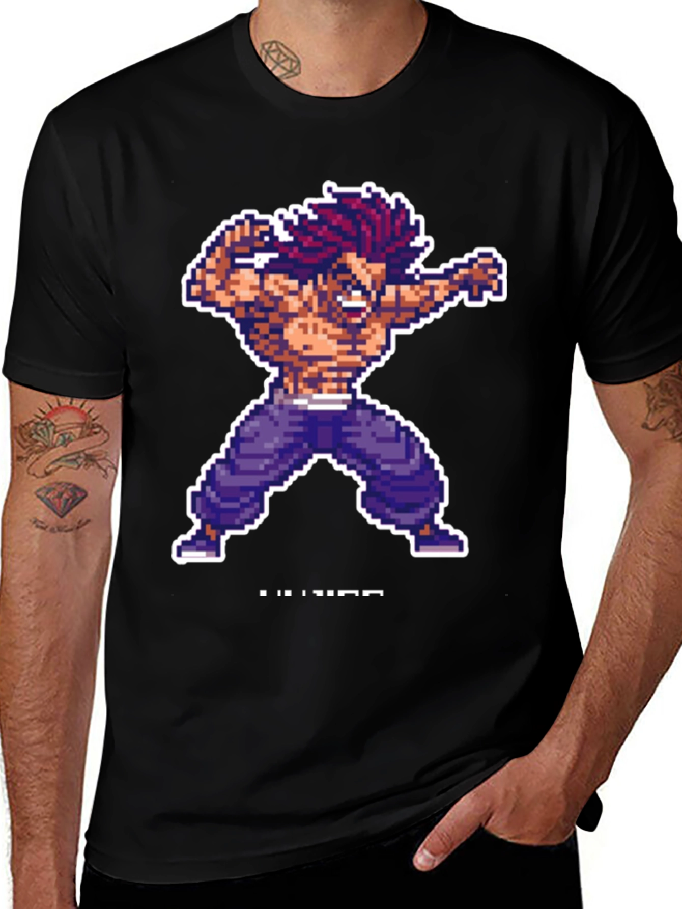 Pixel Art Fighter Black T-Shirt