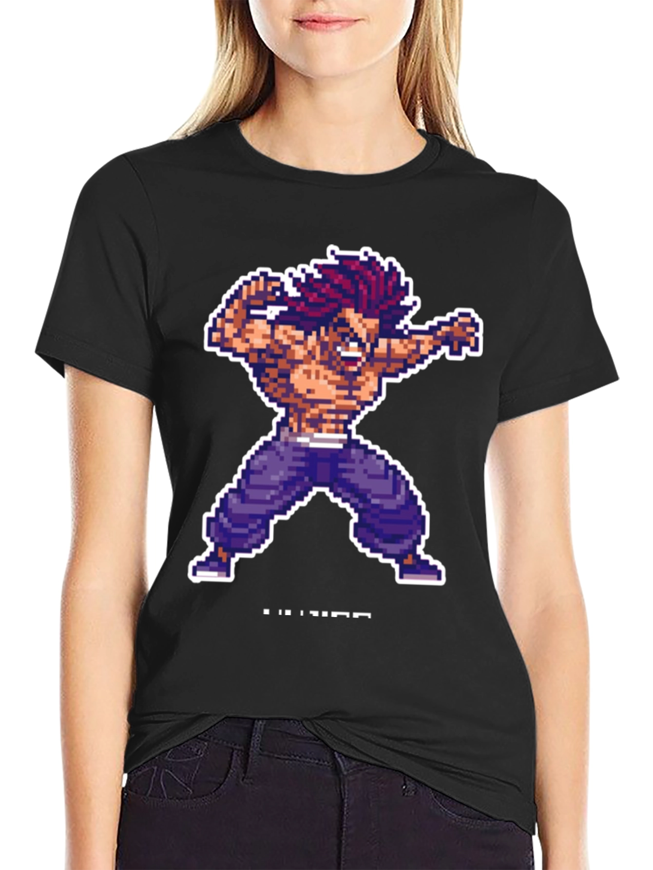 Pixel Art Fighter Black T-Shirt
