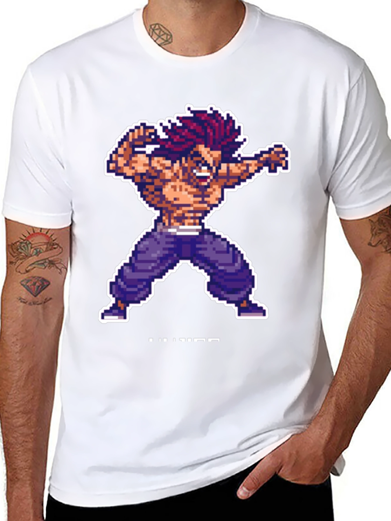 Pixel Art Fighter Black T-Shirt