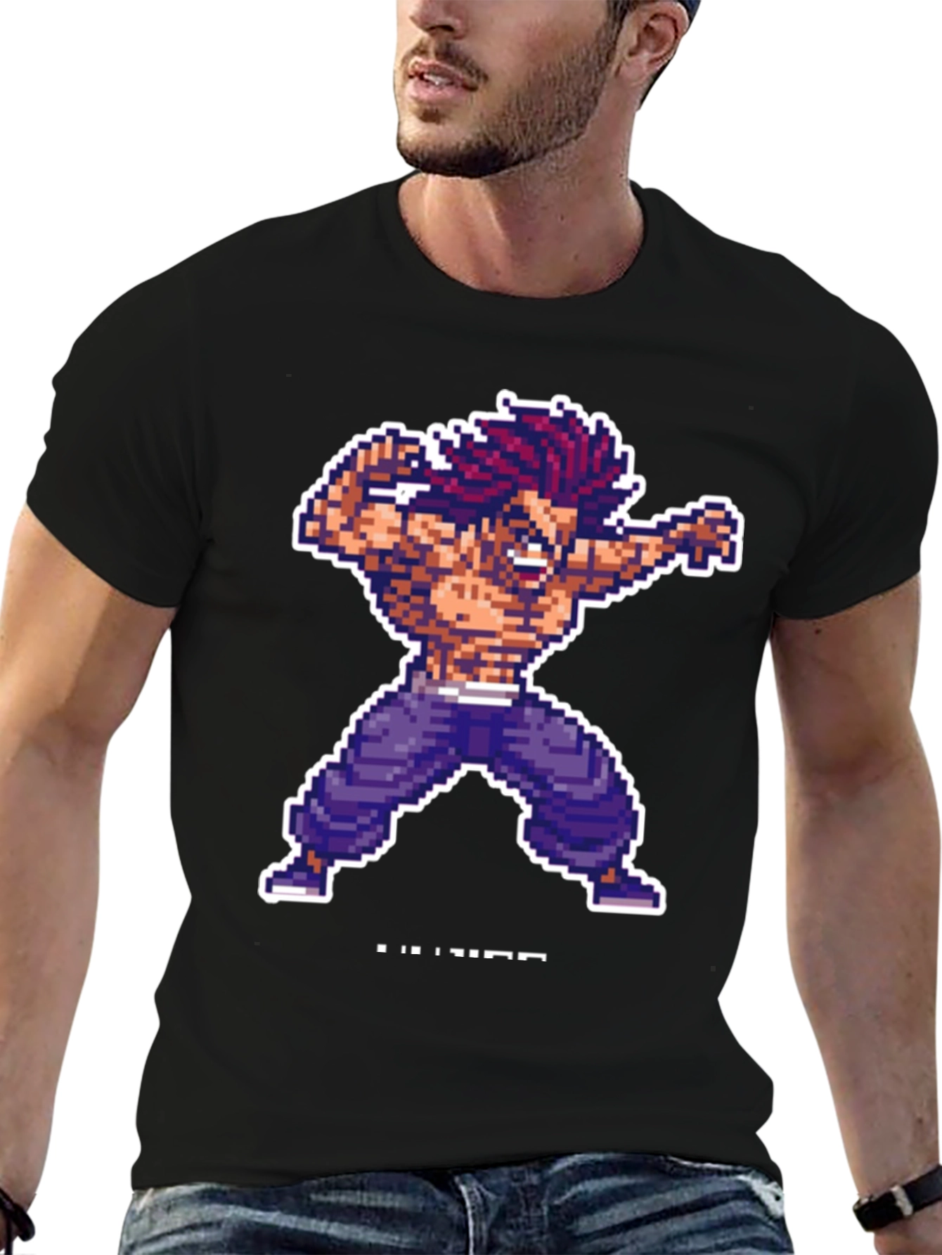 Pixel Art Fighter Black T-Shirt