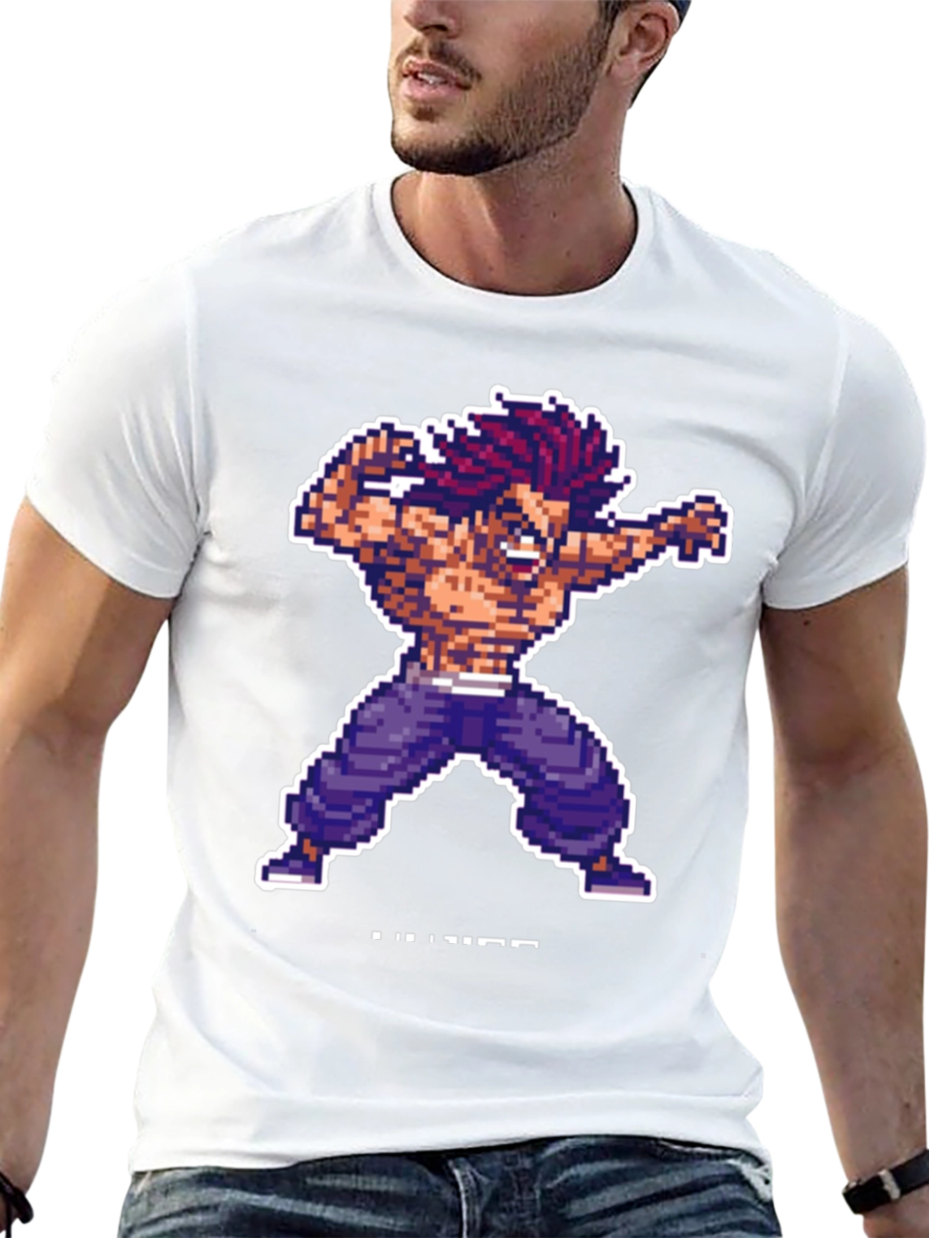 Pixel Art Fighter Black T-Shirt