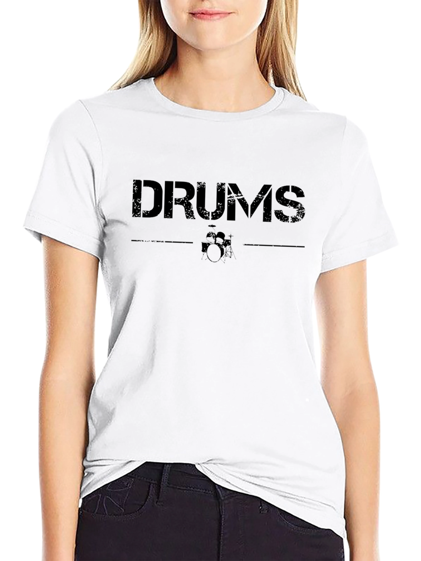 Drums Graphic Print Black T-Shirt